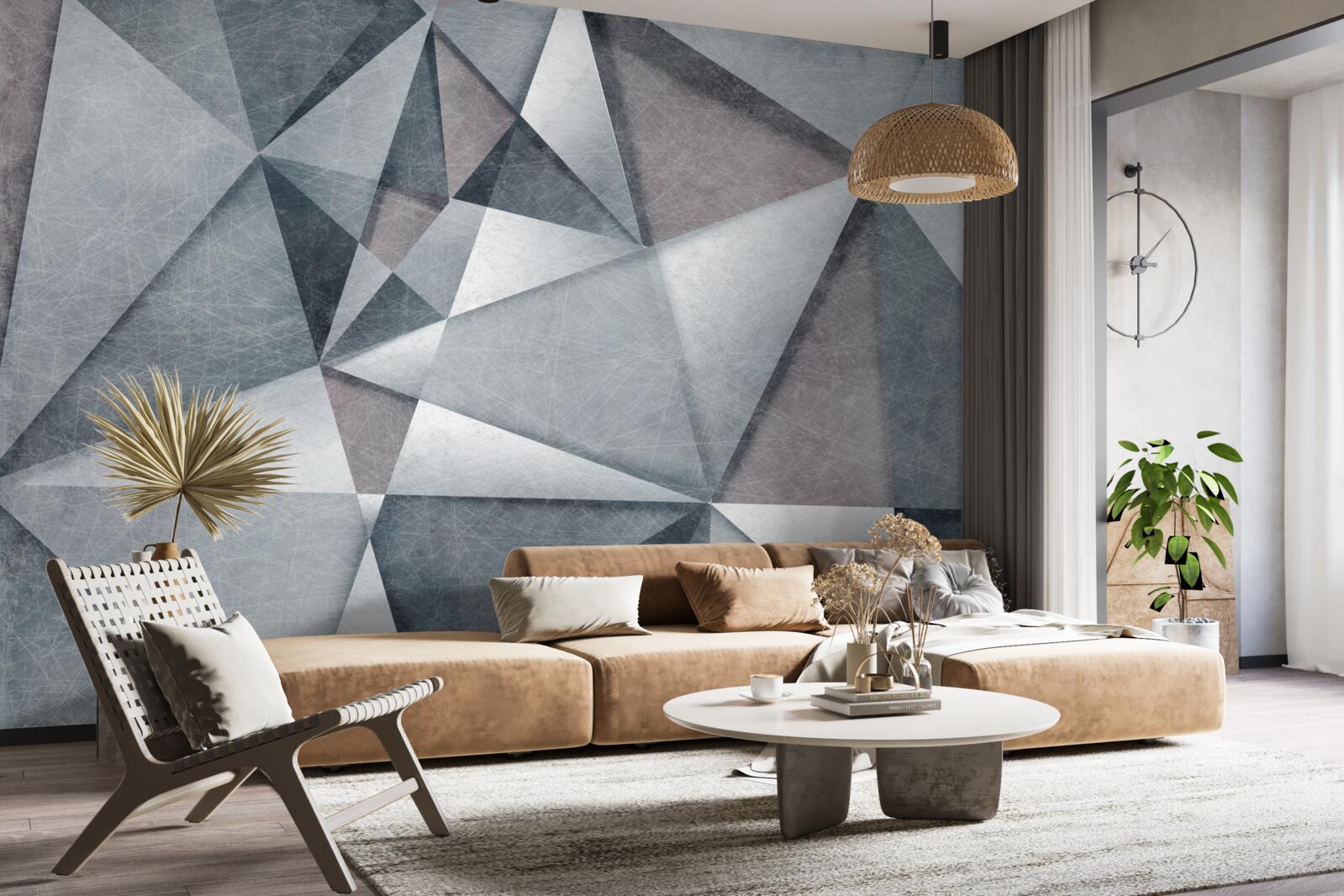 Fotobehang grijs abstract samengesteld uit driehoeken