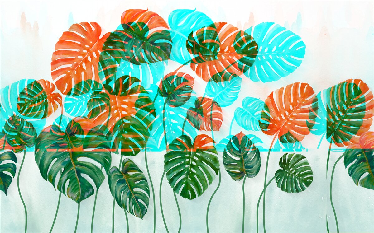 Fotobehang monstera met groene bladeren