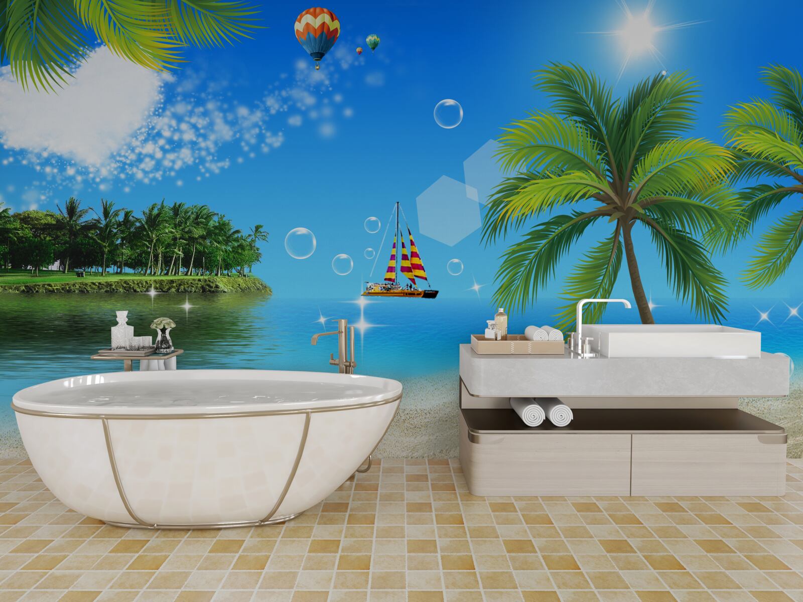 Fotobehang Uitzicht op zee en de kust