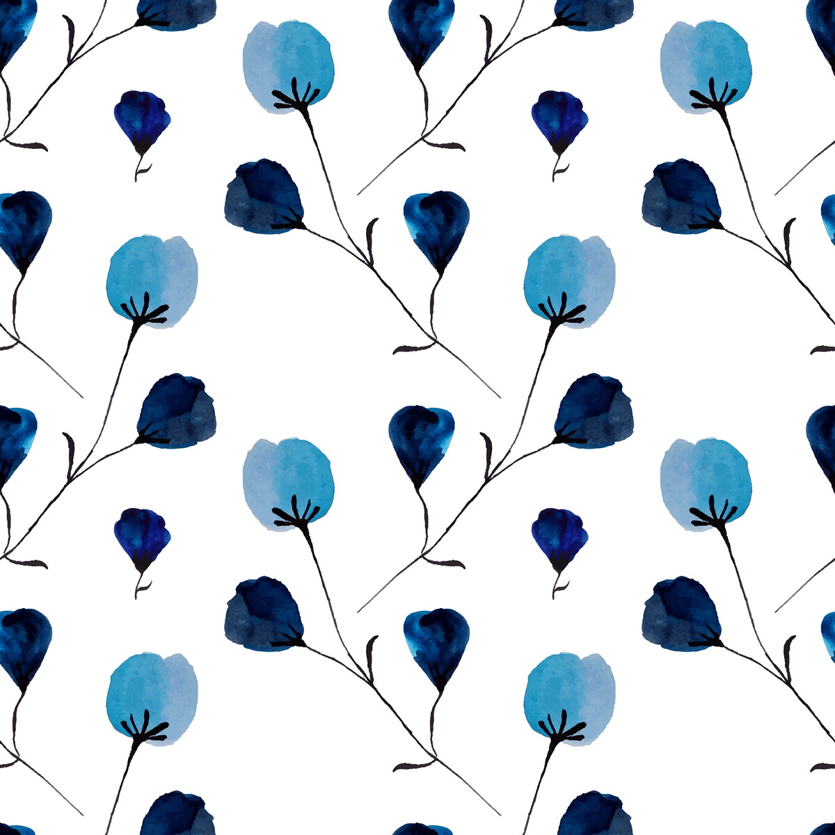 Fotobehang blauwe katoenen bloemen