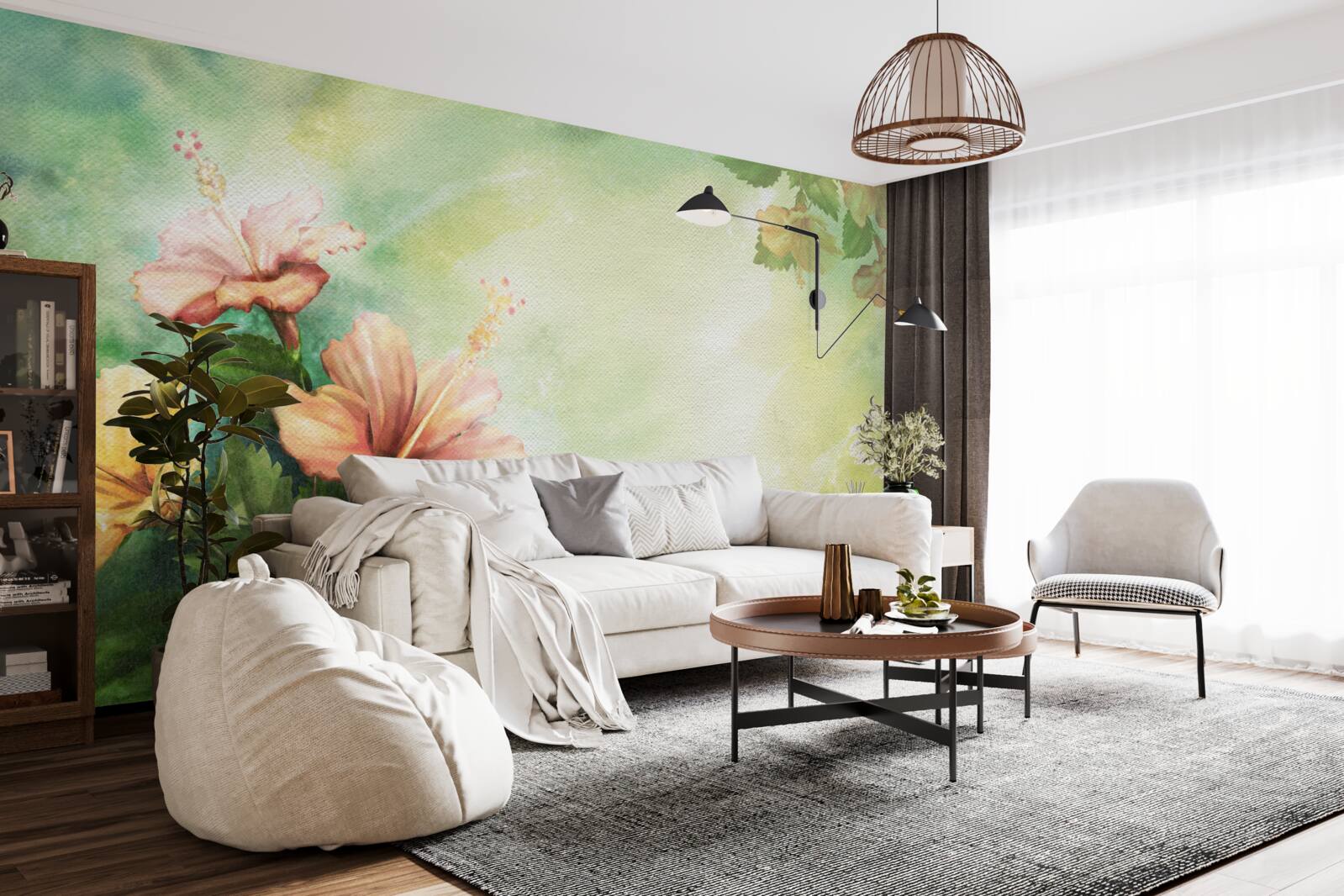 Fotobehang prachtige aquarelplanten