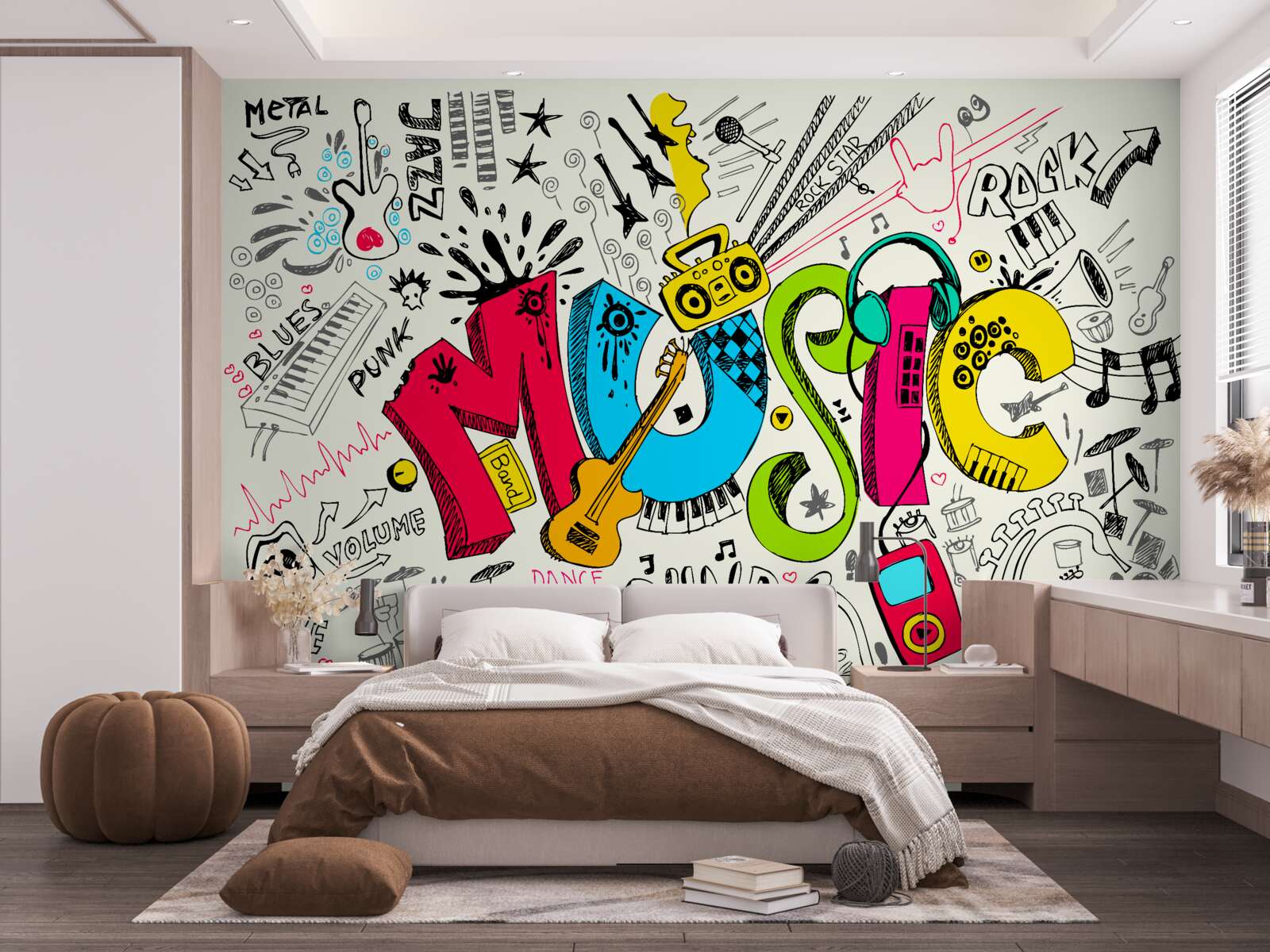 Fotobehang graffiti in muziekstijlen