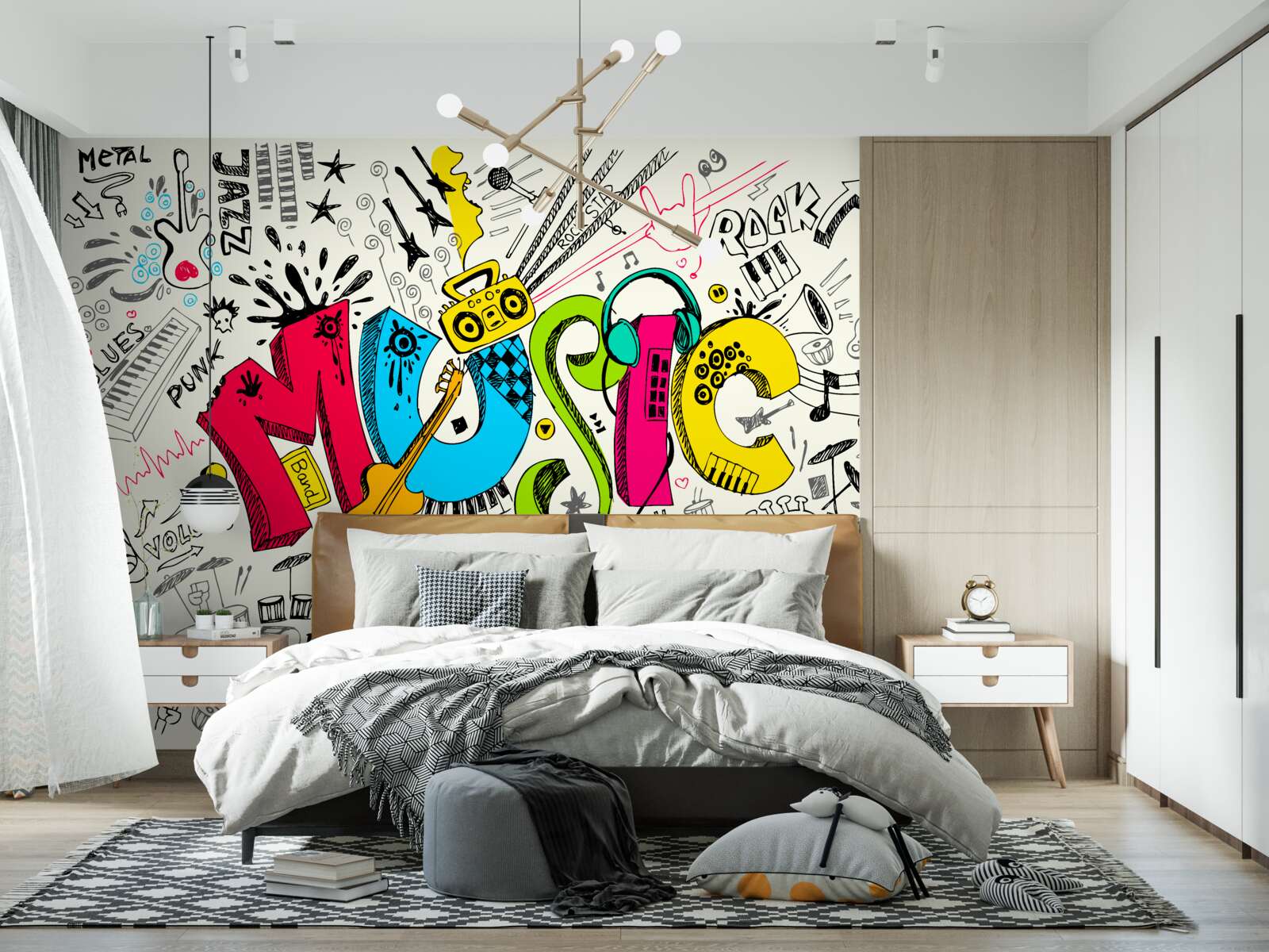 Fotobehang graffiti in muziekstijlen