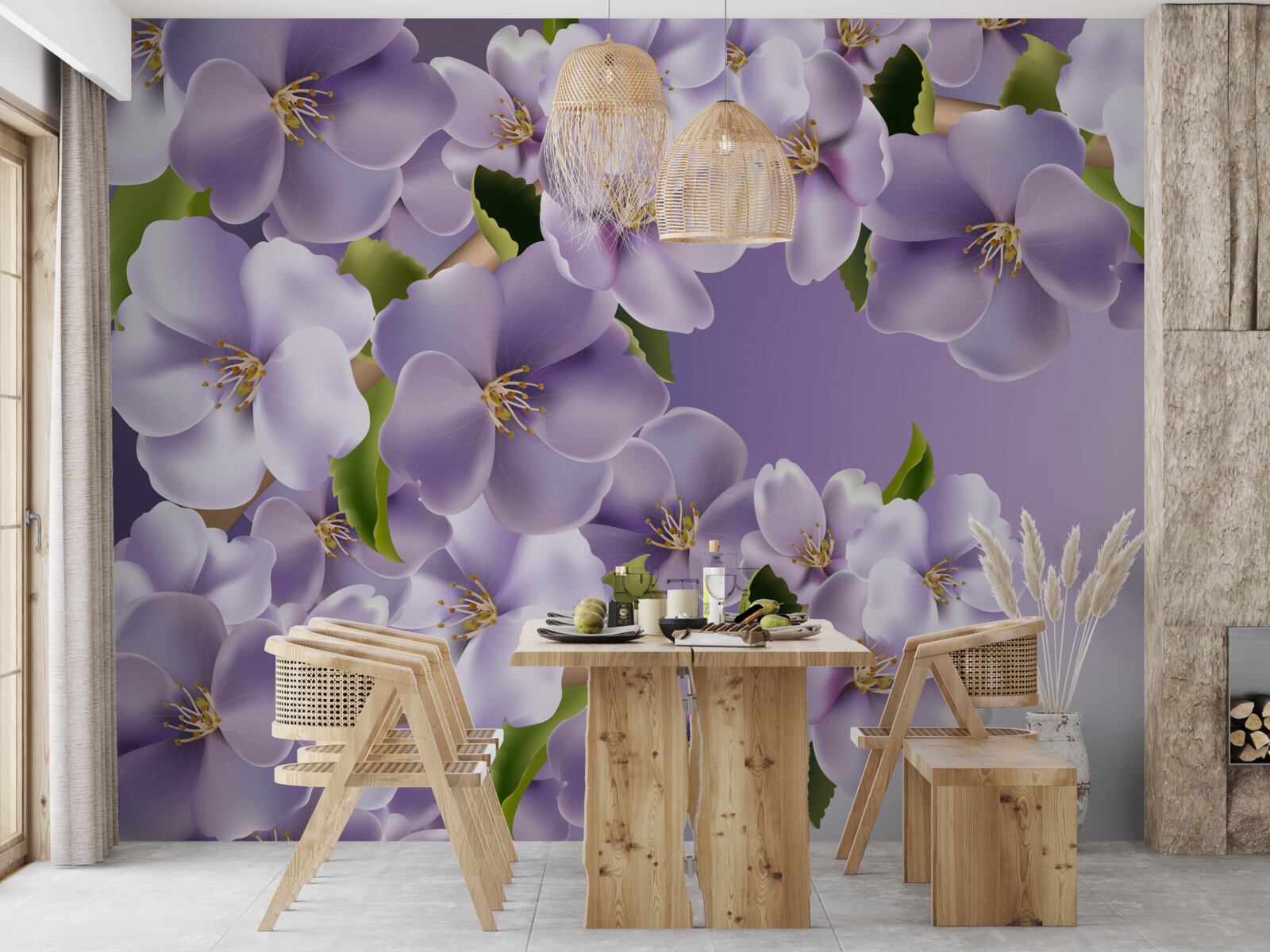 Fotobehang subtiele lila tinten in een delicate orchideeënbloem