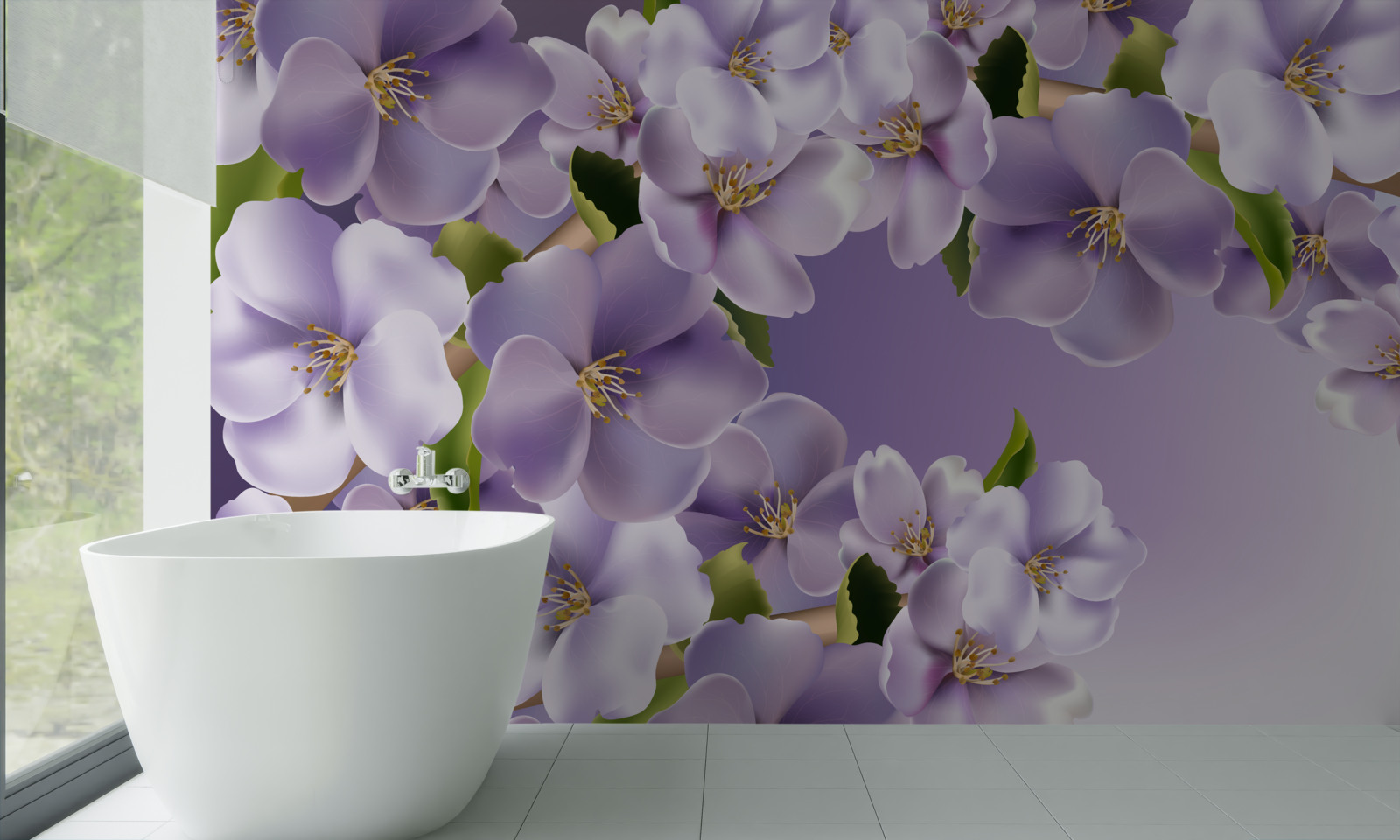 Fotobehang subtiele lila tinten in een delicate orchideeënbloem