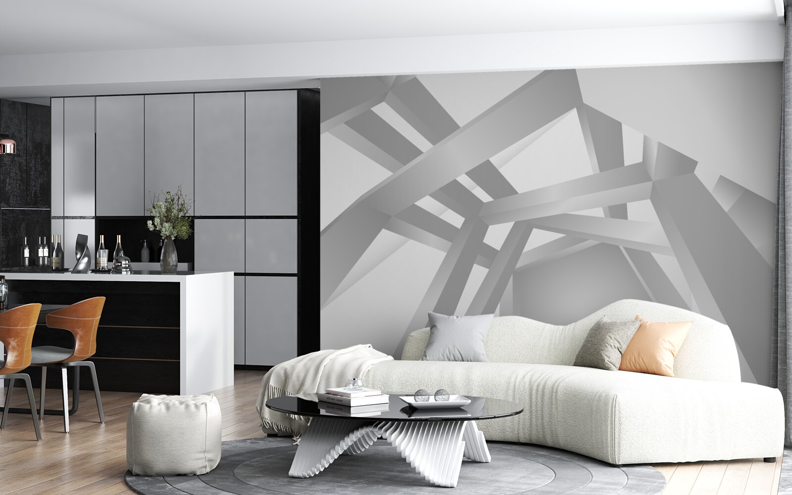 Fotobehang gang met een helder geometrisch patroon