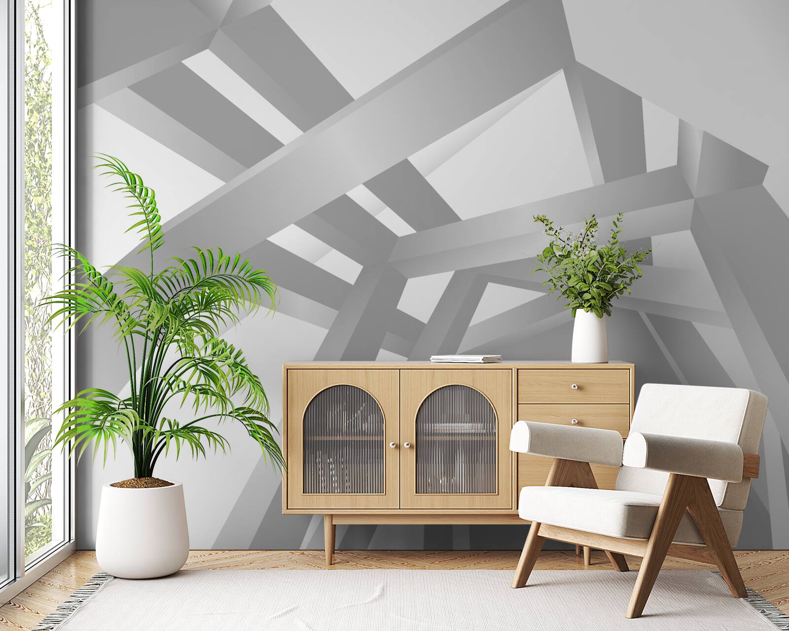 Fotobehang gang met een helder geometrisch patroon