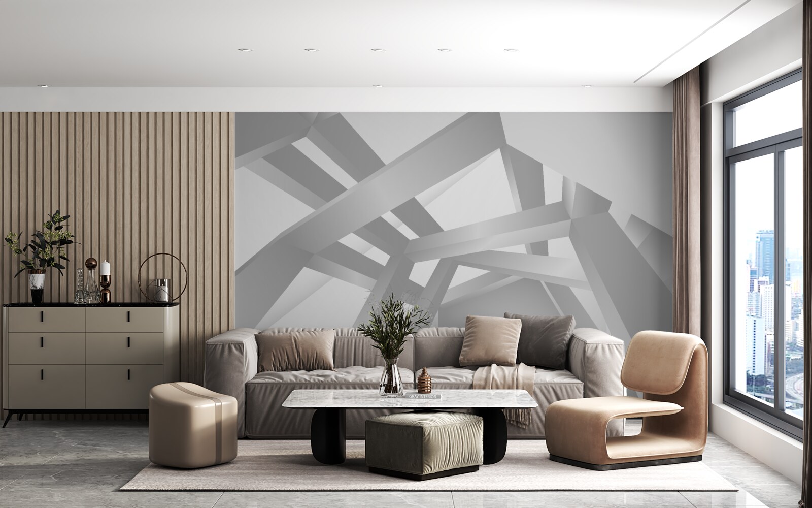 Fotobehang gang met een helder geometrisch patroon
