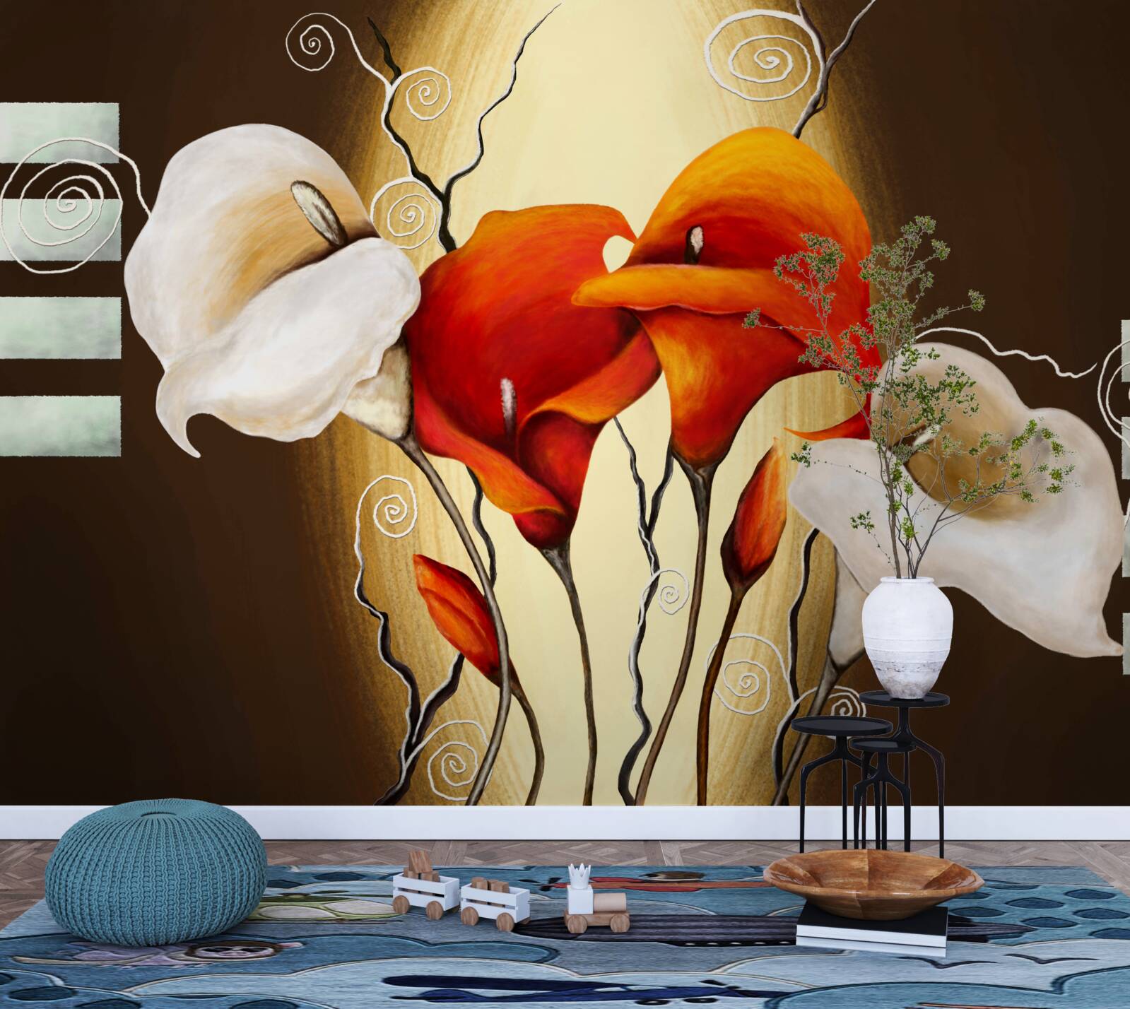 Fotobehang rode en witte kalebas