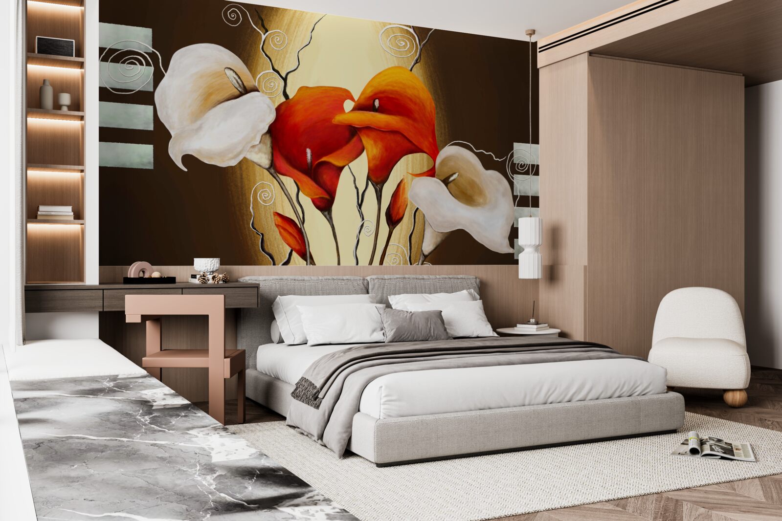 Fotobehang rode en witte kalebas