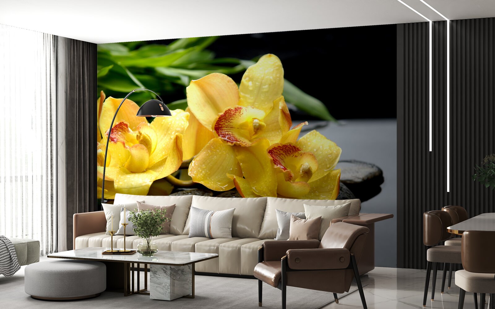 Fotobehang boeket van delicate gele orchideeën