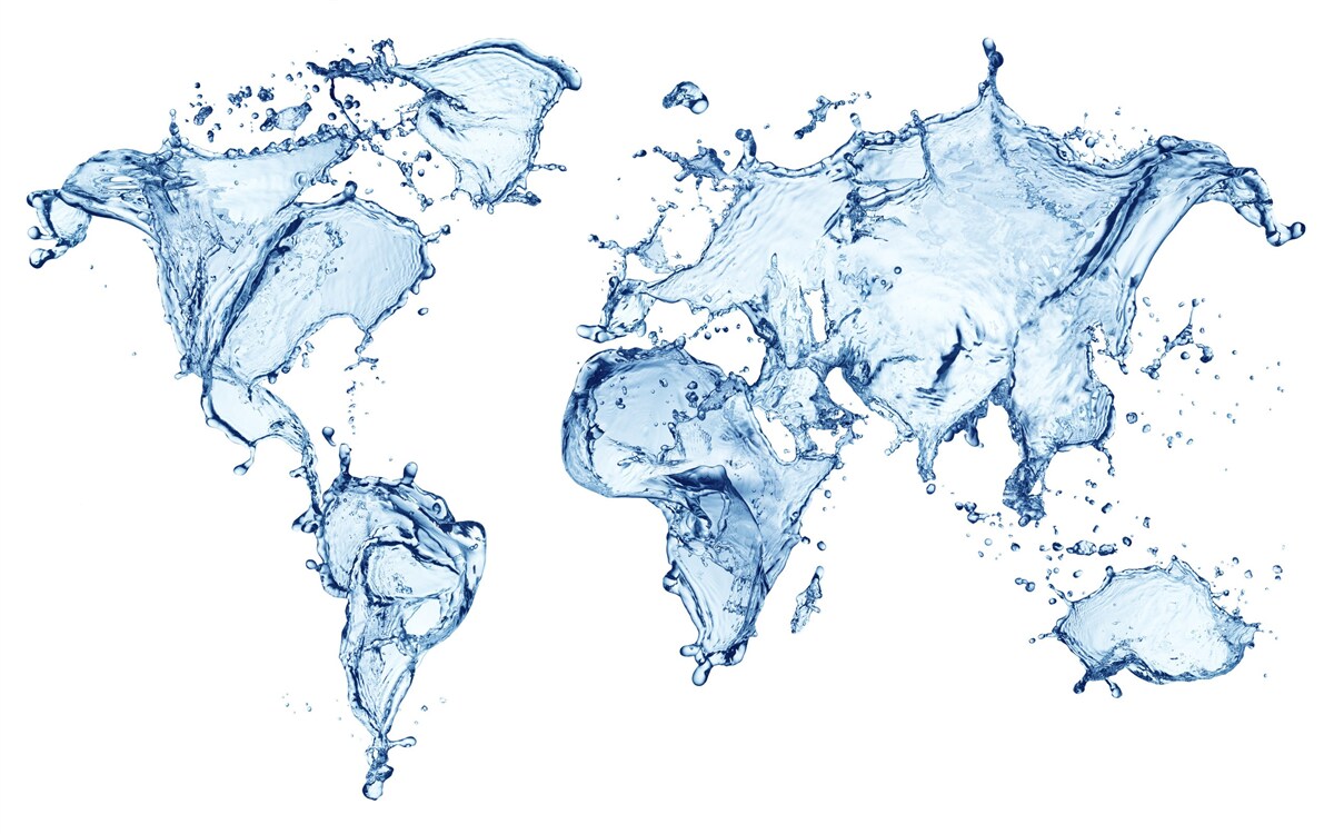 Fotobehang atlas van de wereld gevormd uit water