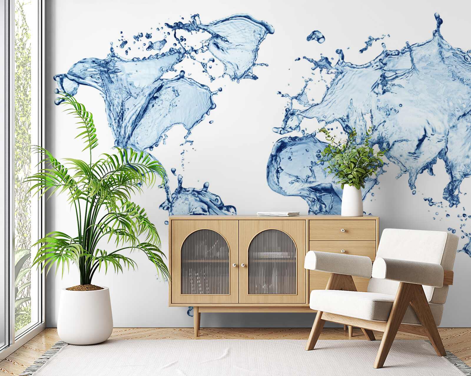 Fotobehang atlas van de wereld gevormd uit water