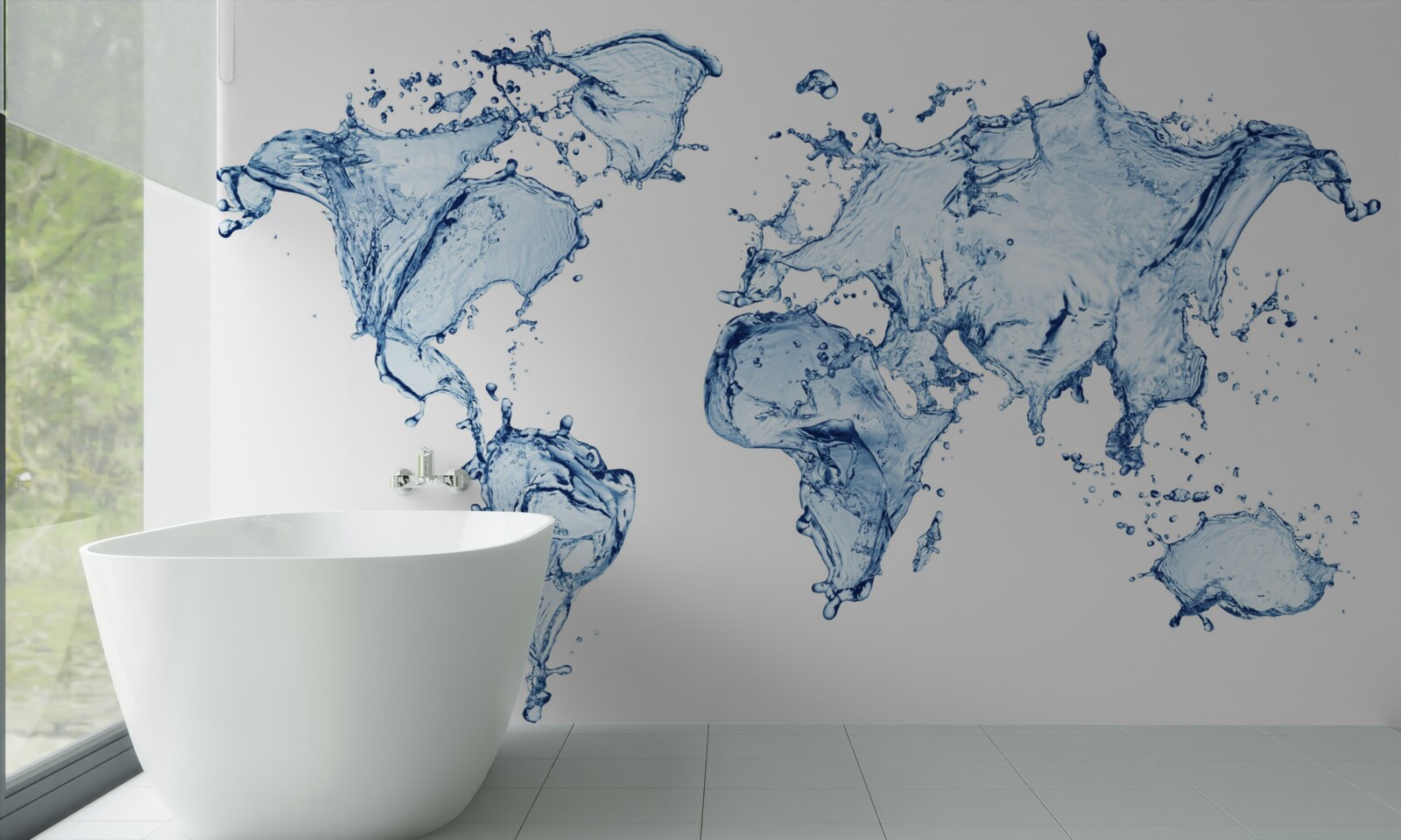 Fotobehang atlas van de wereld gevormd uit water