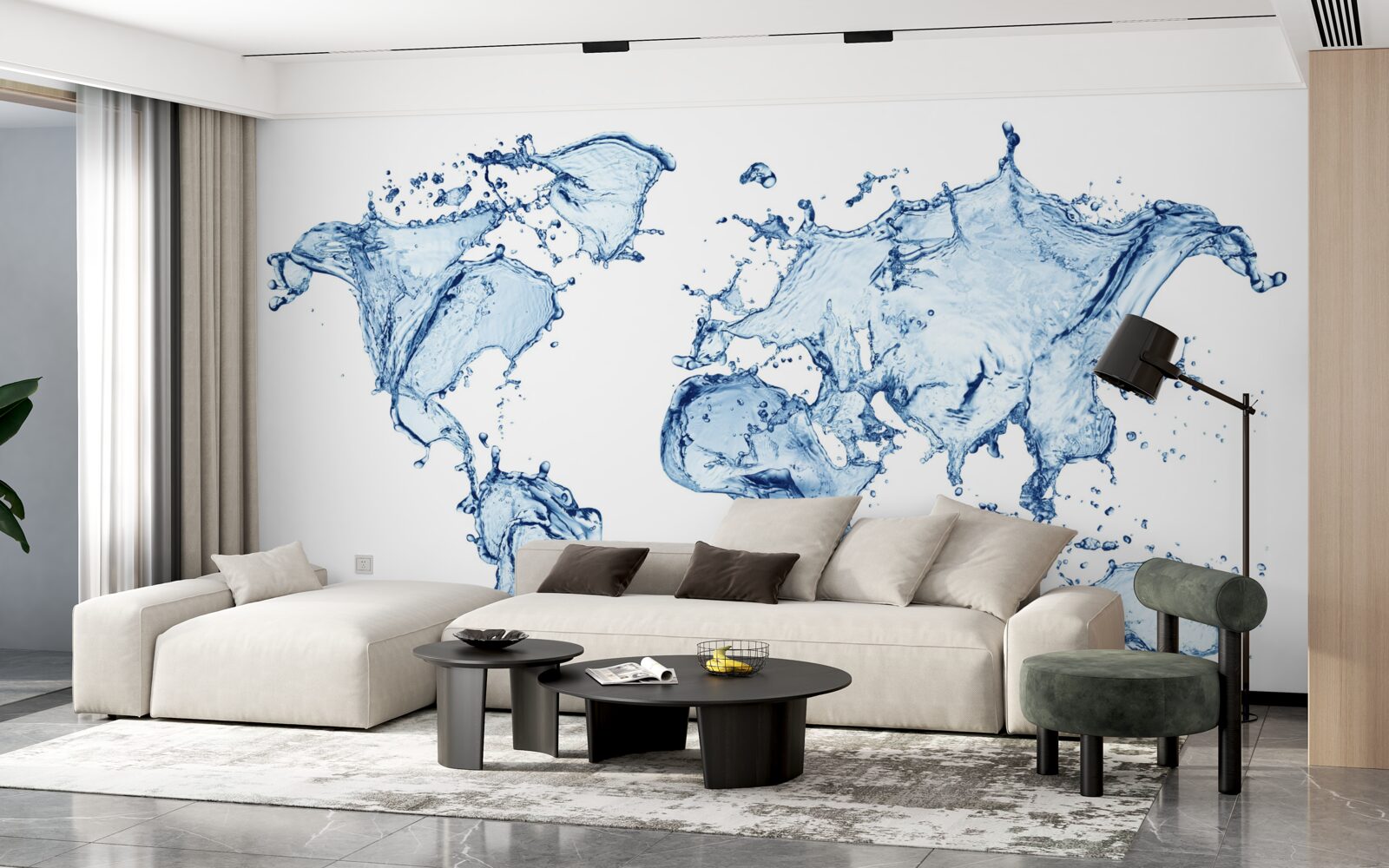 Fotobehang atlas van de wereld gevormd uit water