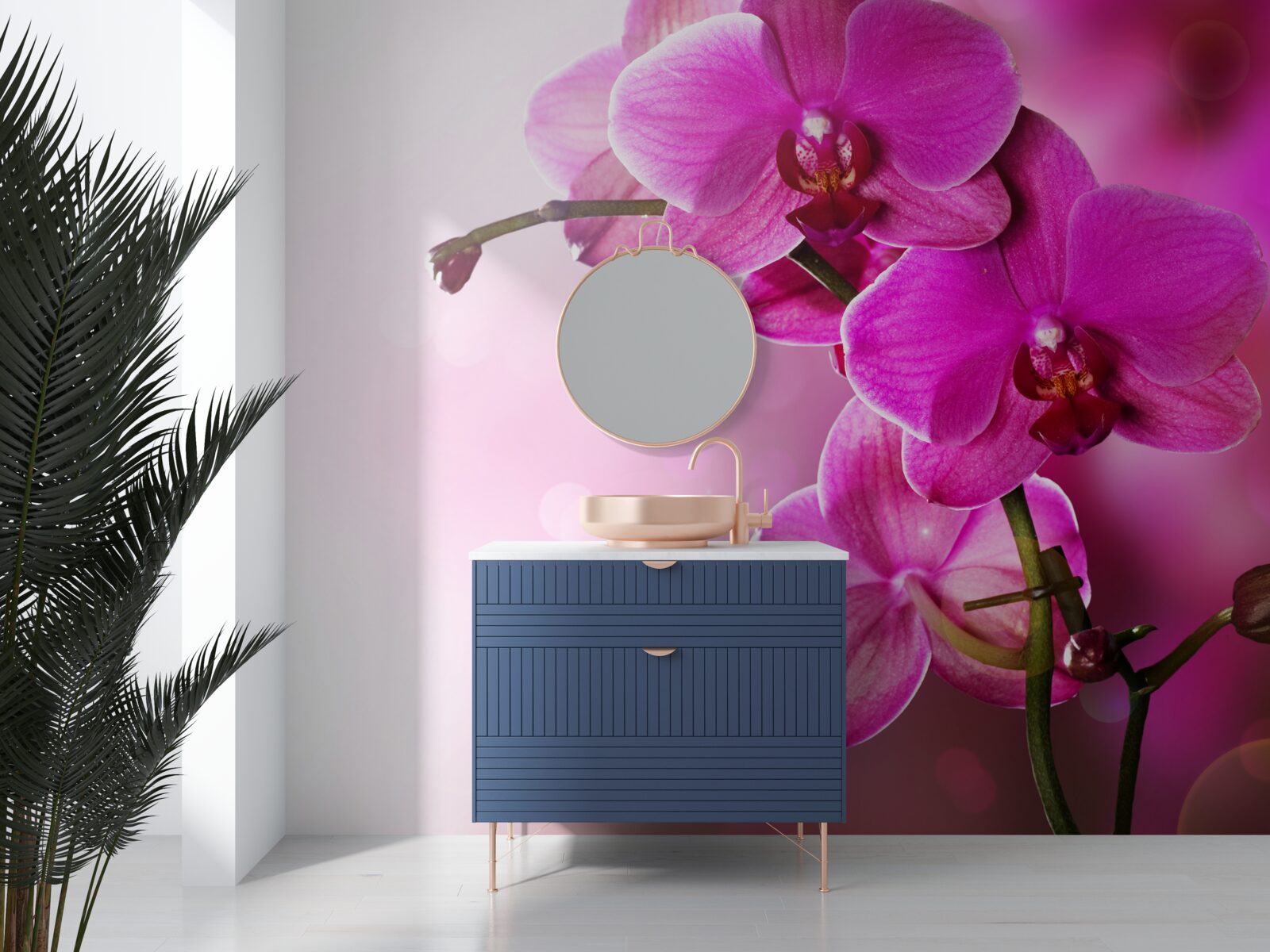 Fotobehang orchideeën en seringknop