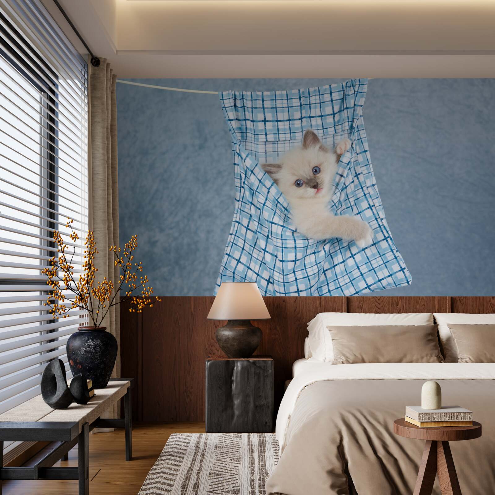 Fotobehang tas bleek een val voor een Siamese kat te zijn