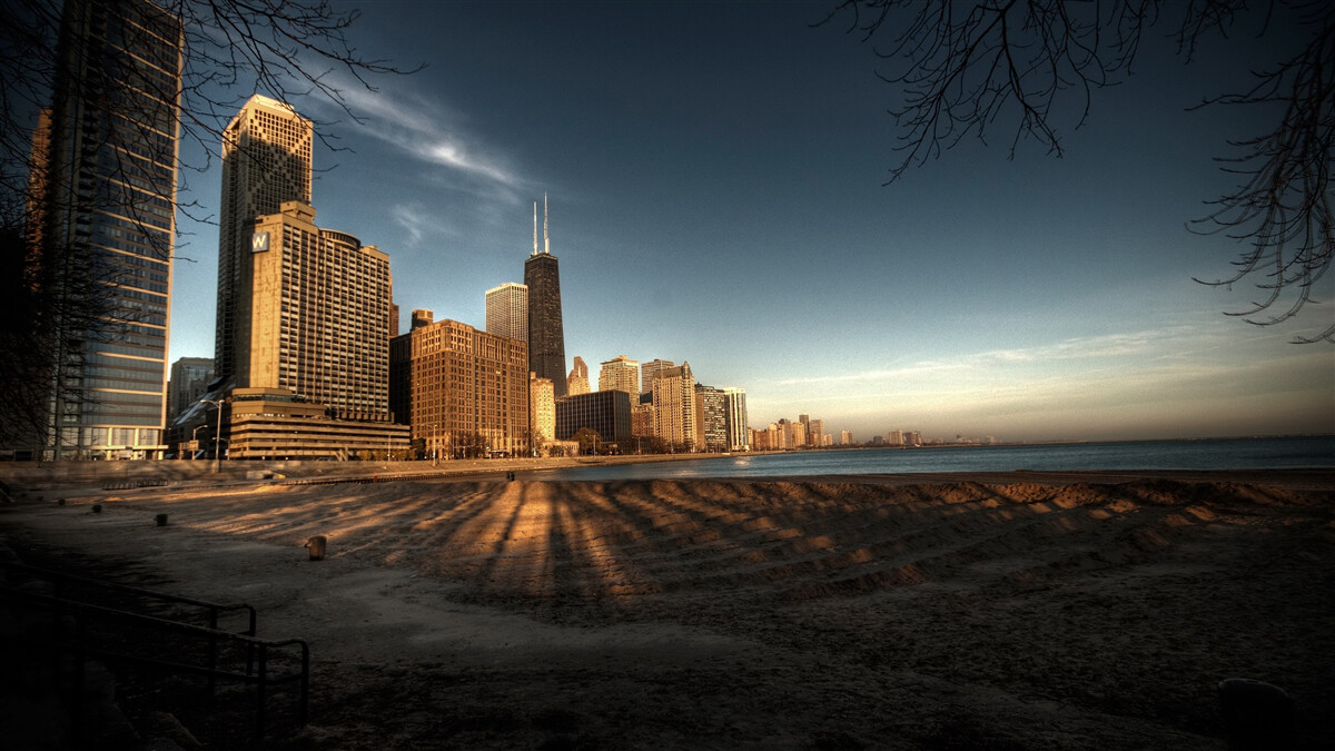 Fotobehang schemering van de stad chicago