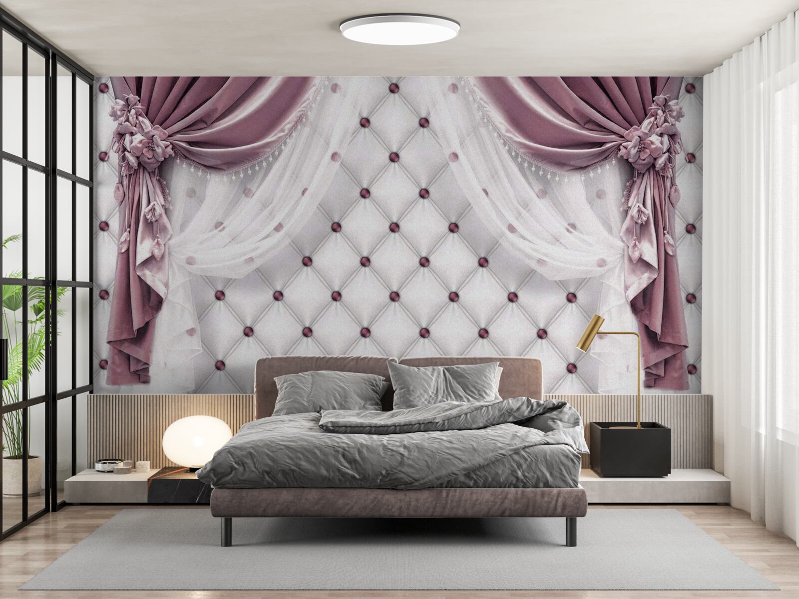 Fotobehang elegante kroonlijsten en parelwitte tinten