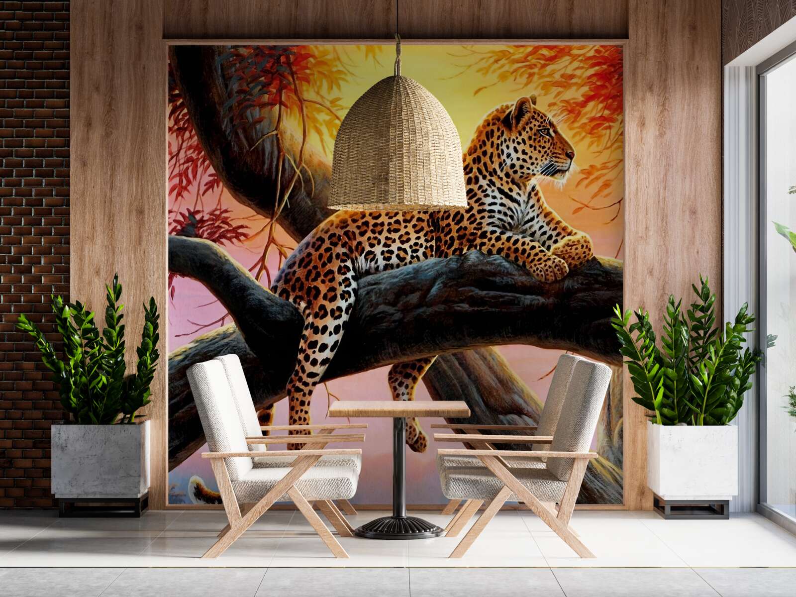 Fotobehang luipaard ontspant bij zonsopgang