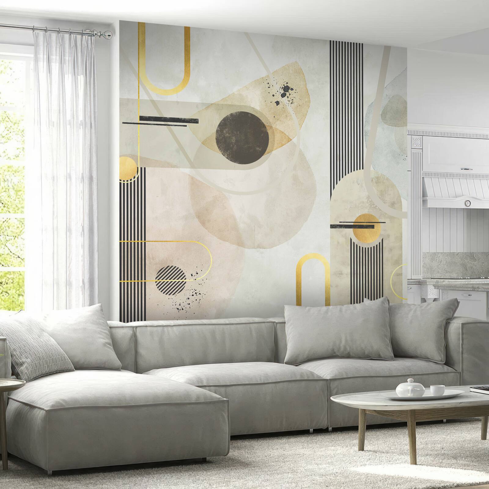 Fotobehang verticale abstracte vormen en lijnen