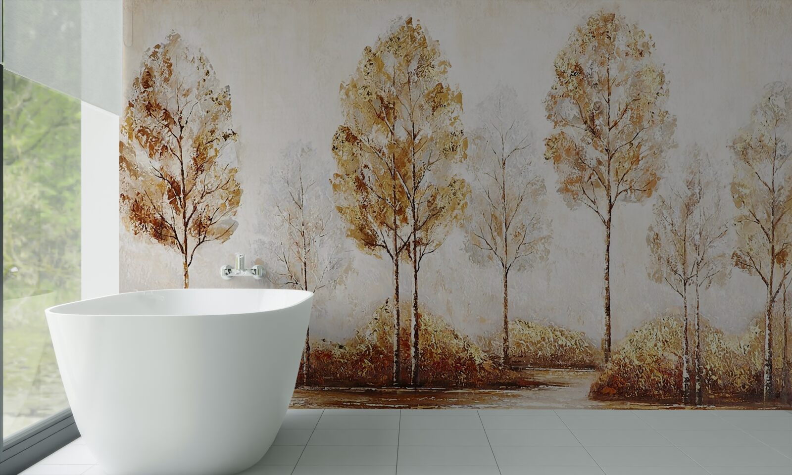 Fotobehang beeld van een bos in de herfst