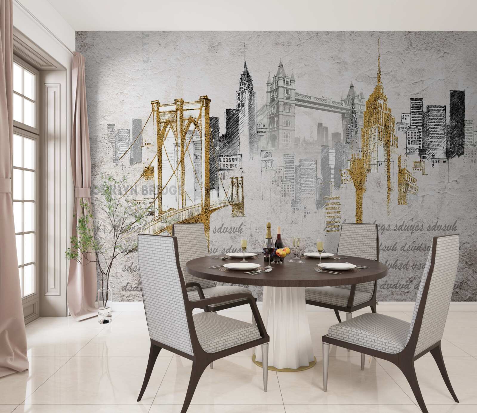 Fotobehang abstract new york in vintage stijl