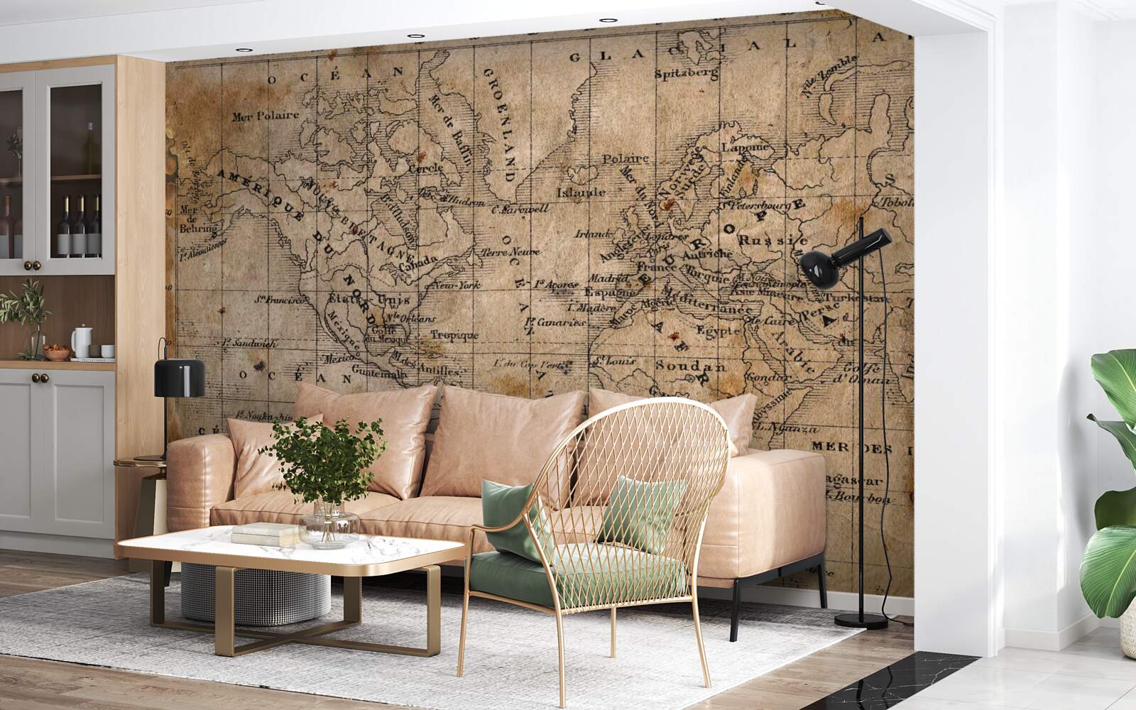 Fotobehang fragment van oude cartografie