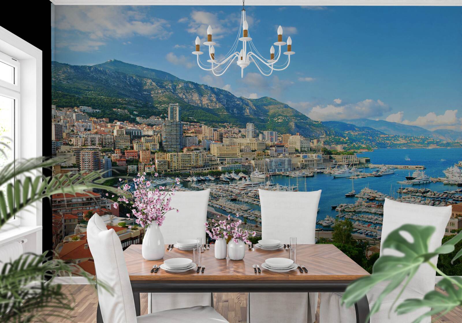 Fotobehang monaco is een baai waar veel jachten samenkomen