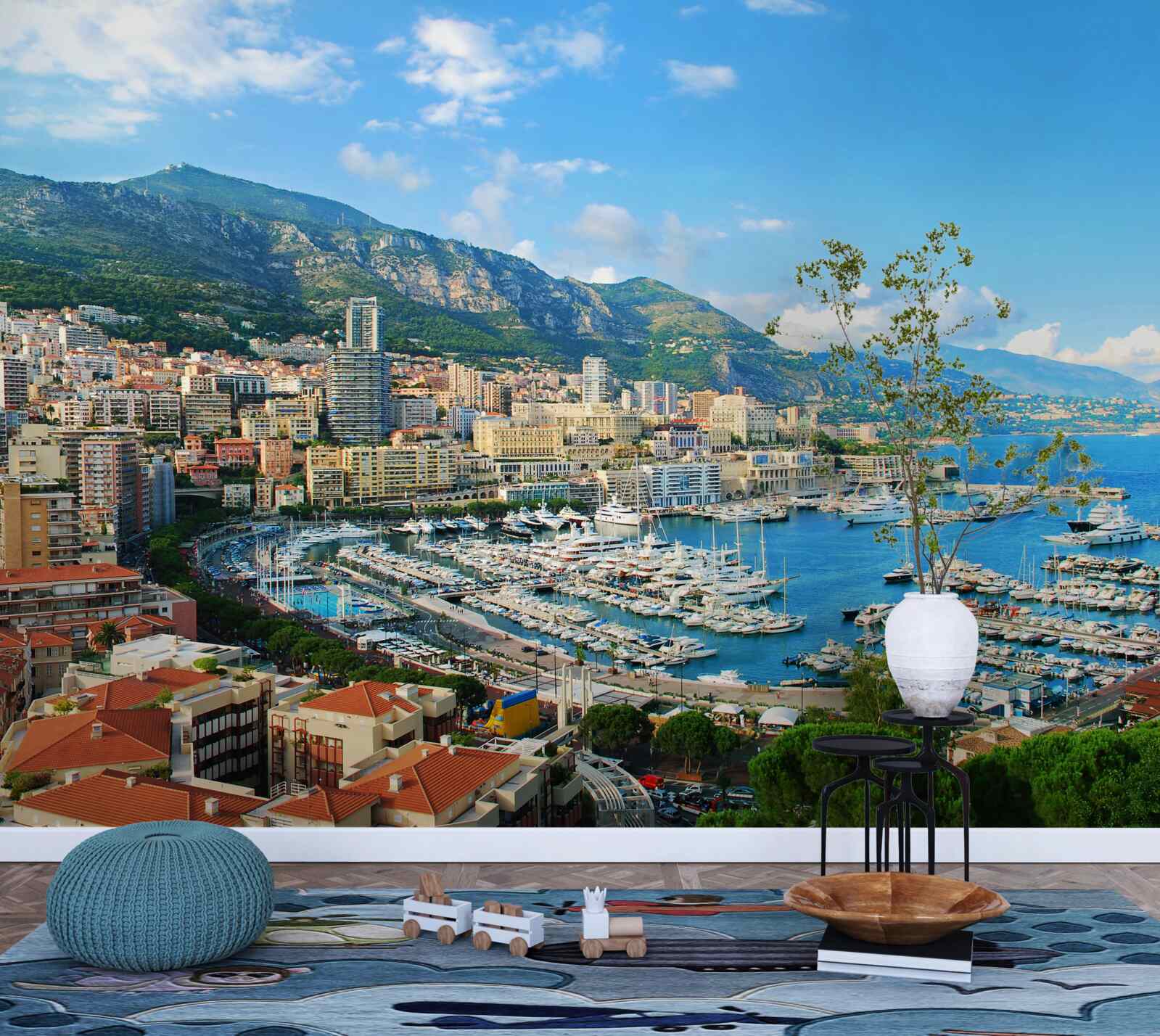 Fotobehang monaco is een baai waar veel jachten samenkomen