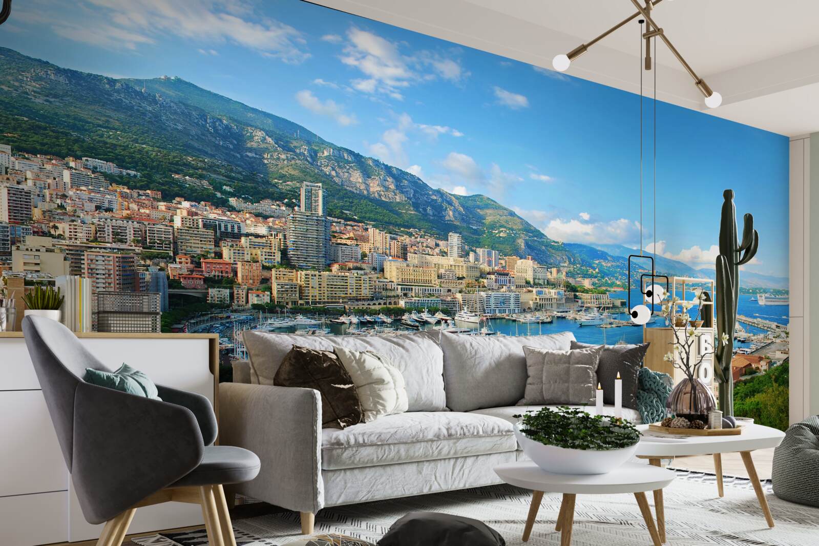 Fotobehang monaco is een baai waar veel jachten samenkomen