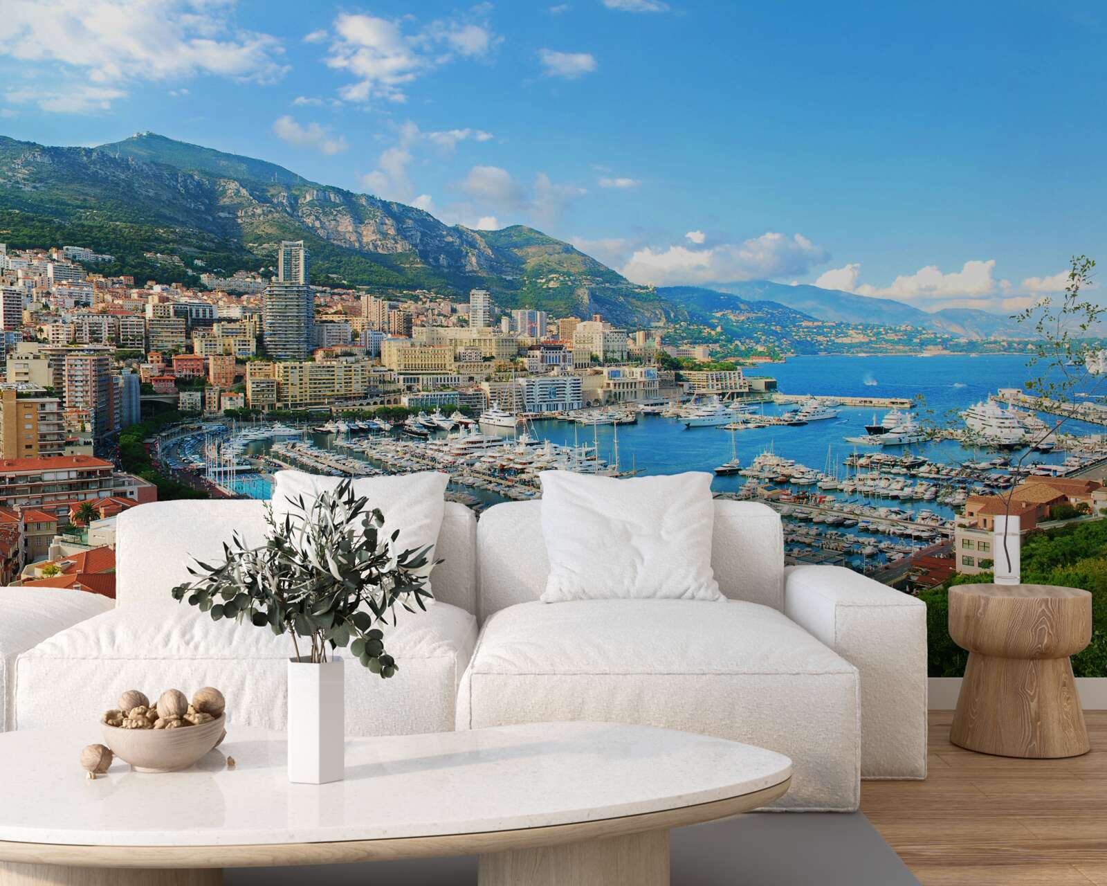 Fotobehang monaco is een baai waar veel jachten samenkomen