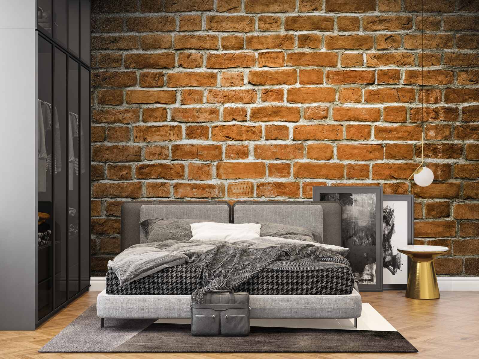 Fotobehang bruine bakstenen muur