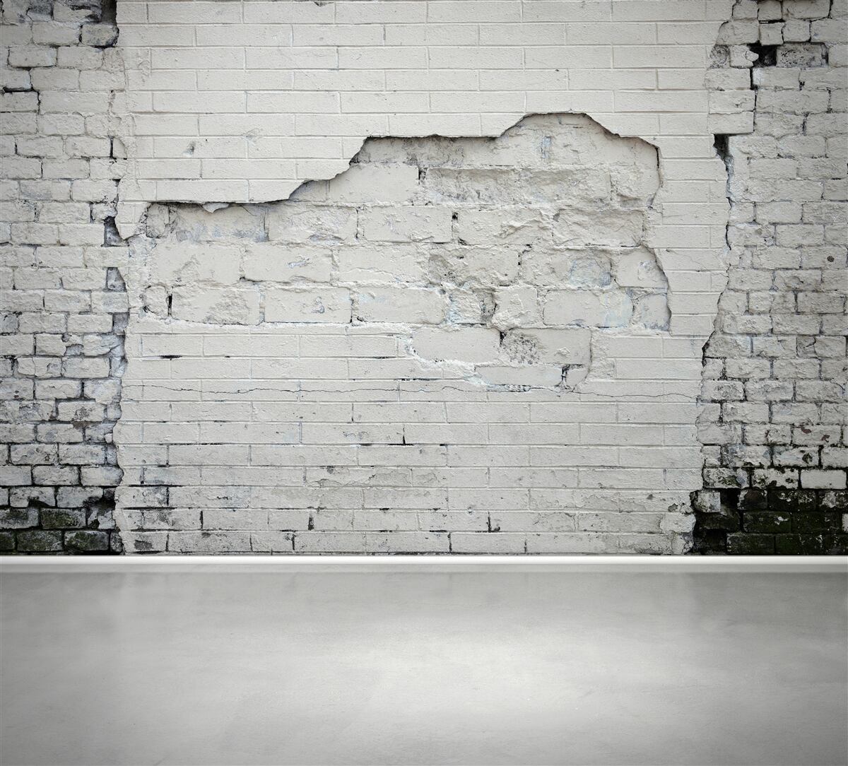 Fotobehang antieke sneeuwwitte bakstenen muur