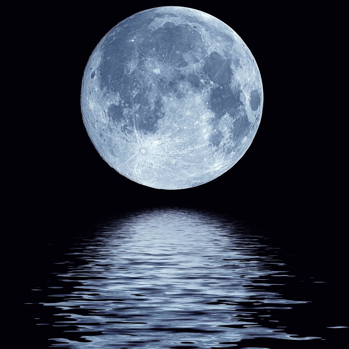 Fotobehang reflectie van de volle maan op het wateroppervlak