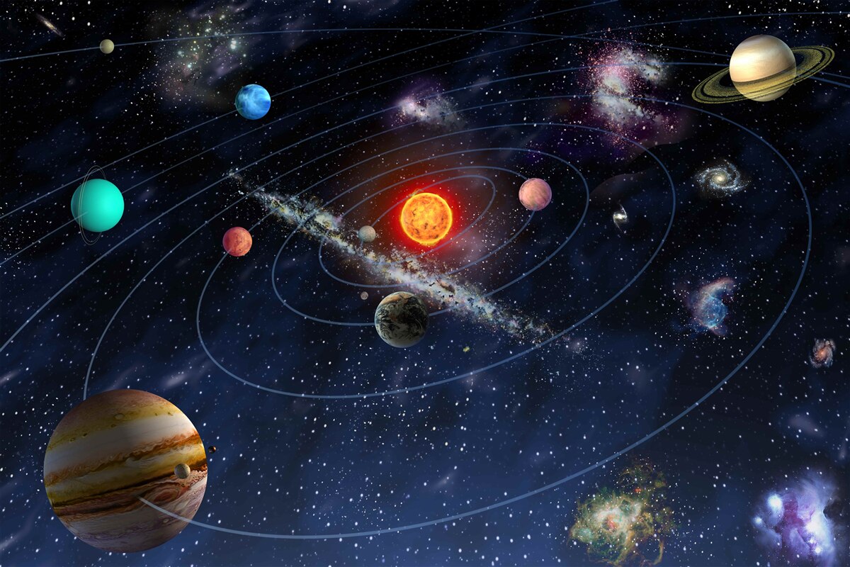 Fotobehang planetair schema in de ruimte