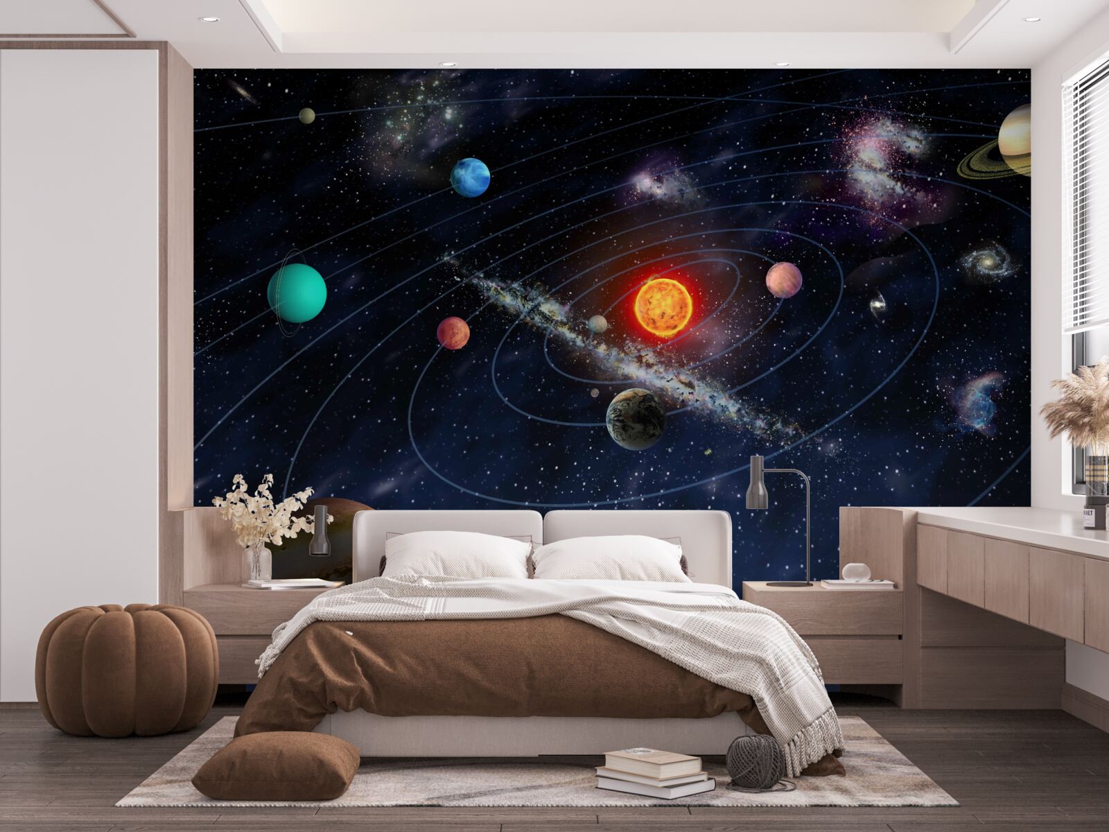 Fotobehang planetair schema in de ruimte