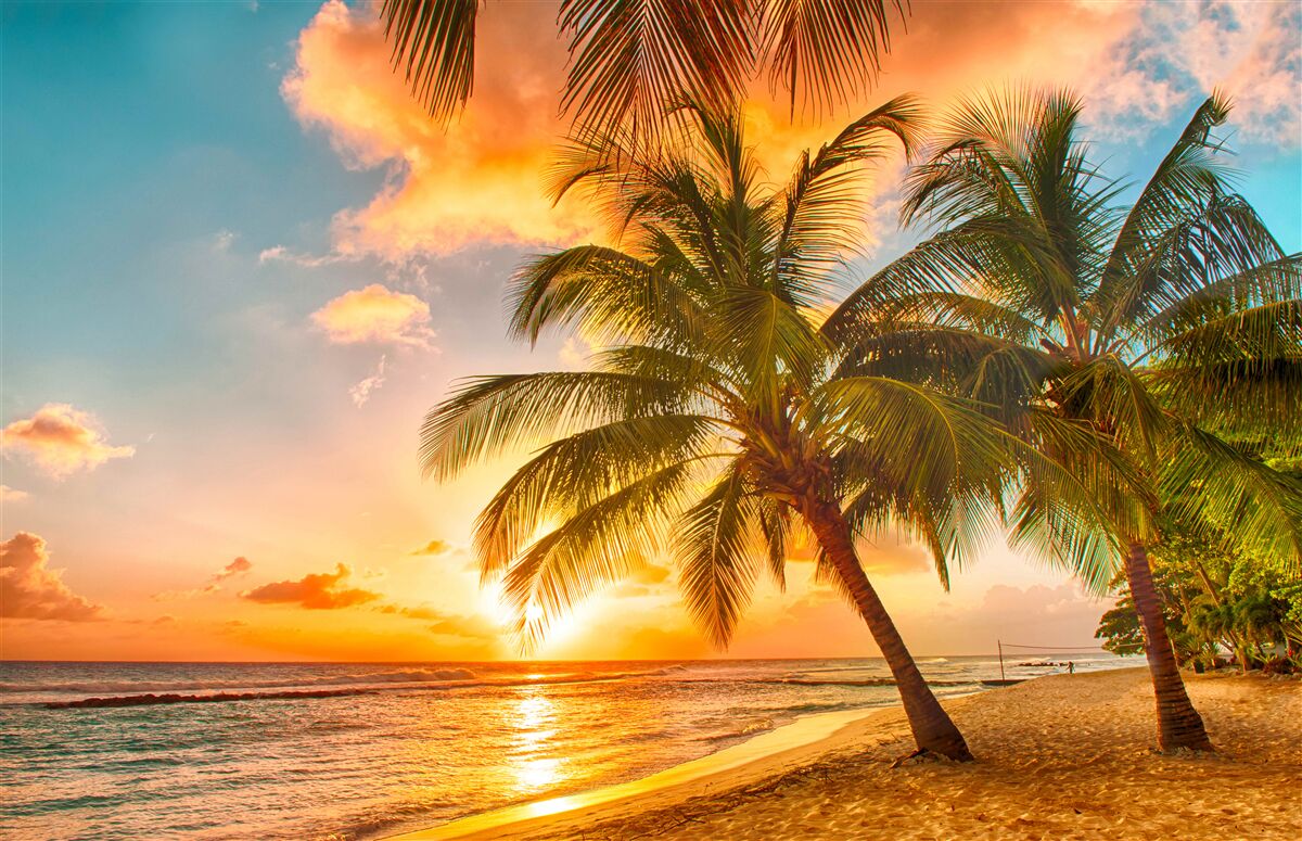 Fotobehang Betoverende zonsondergang op een zomerse dag