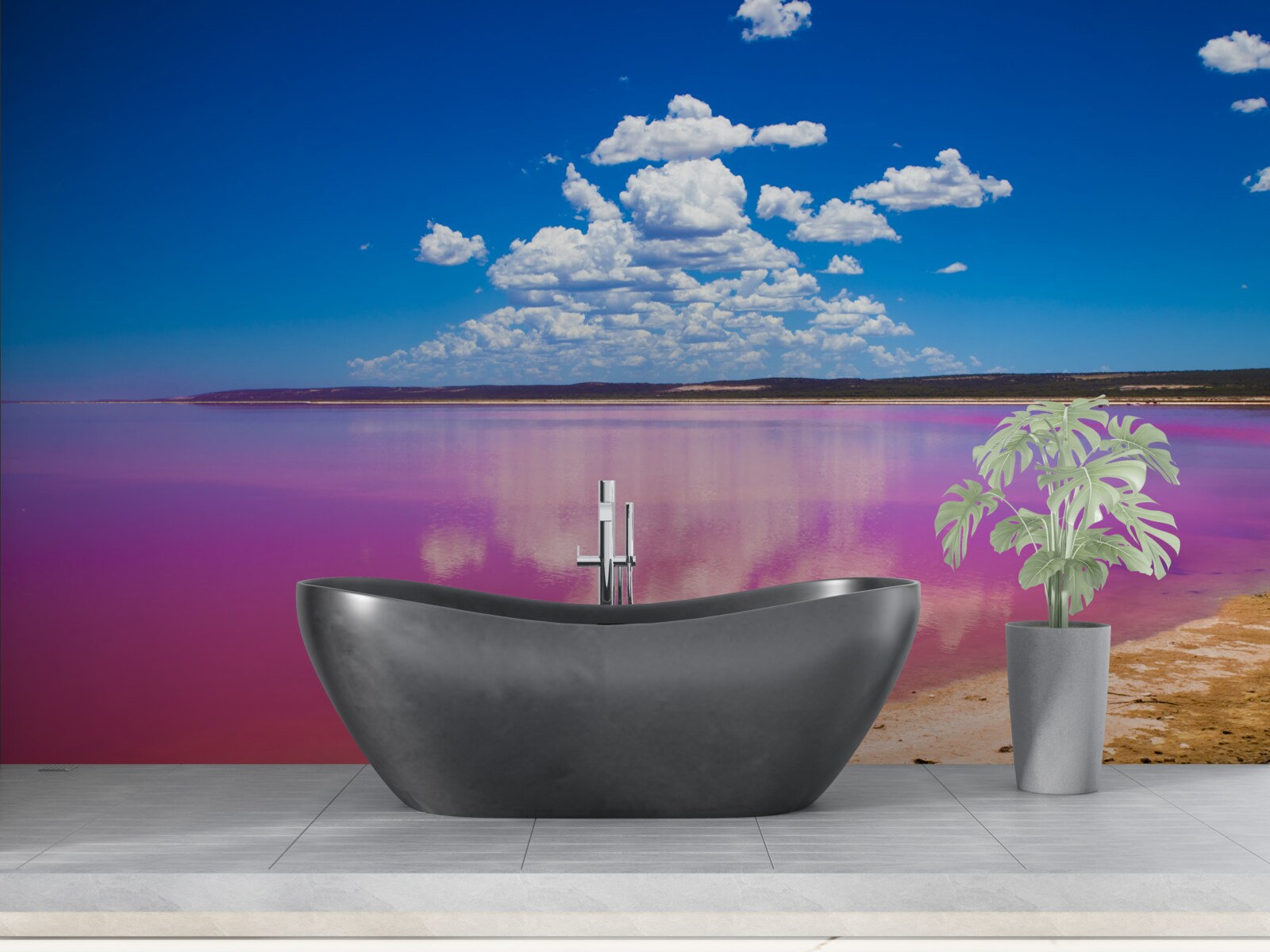 Fotobehang hutt lagoon met roze water