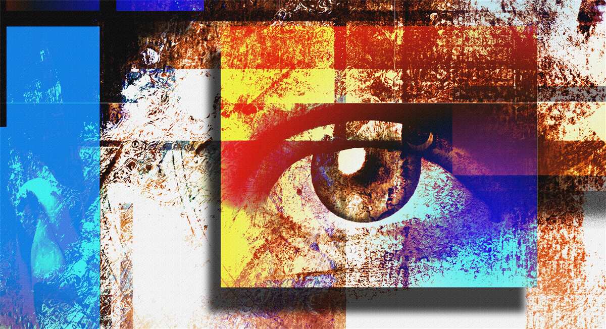 Fotobehang een oog tussen een veelkleurig palet
