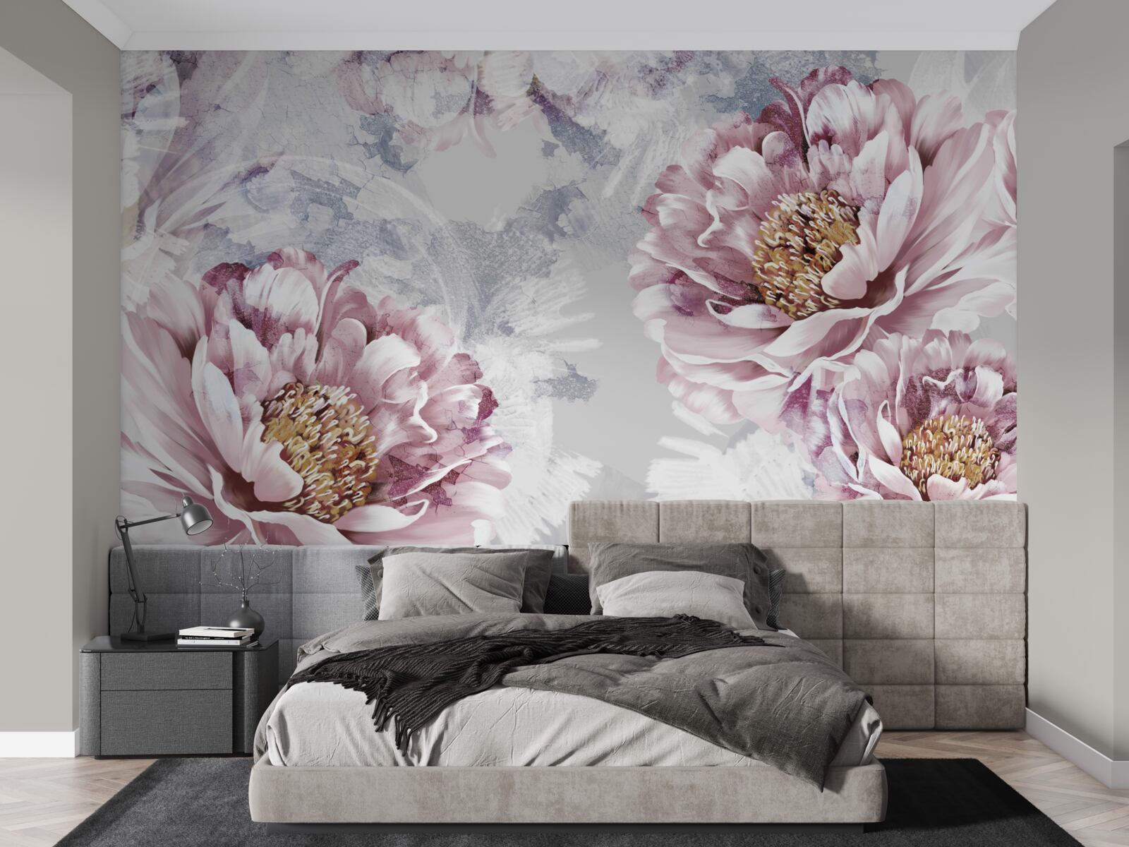 Fotobehang grote roze pioenrozen