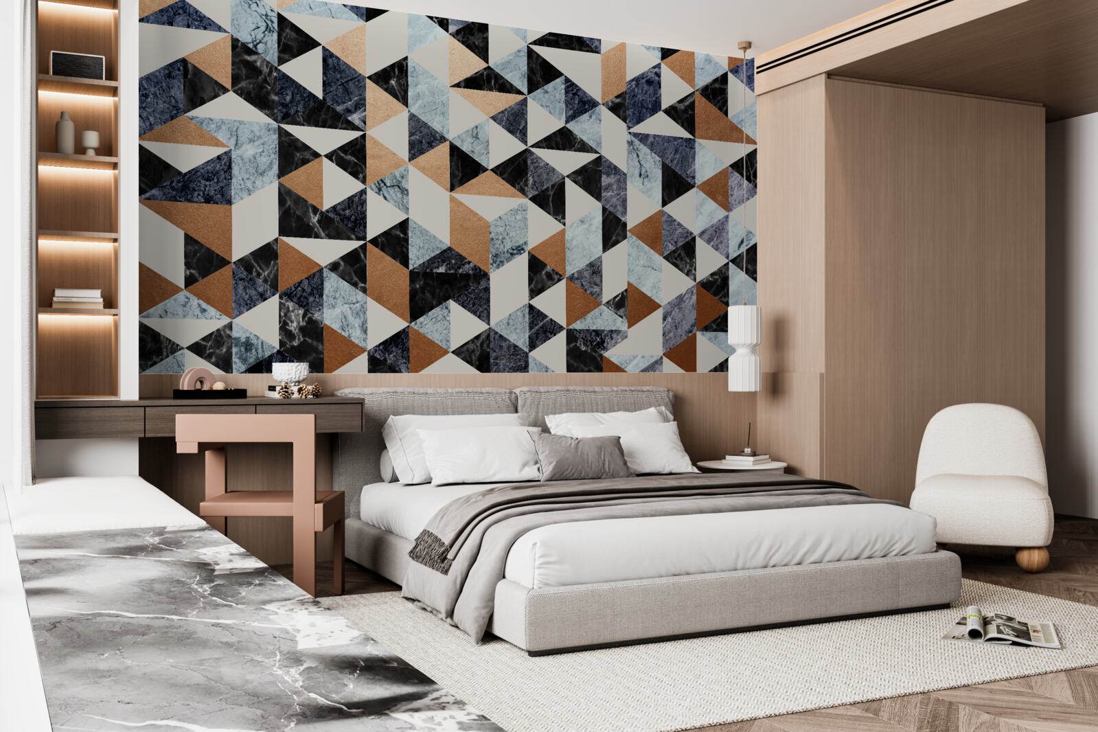 Fotobehang abstract paneel met veelkleurige tekens