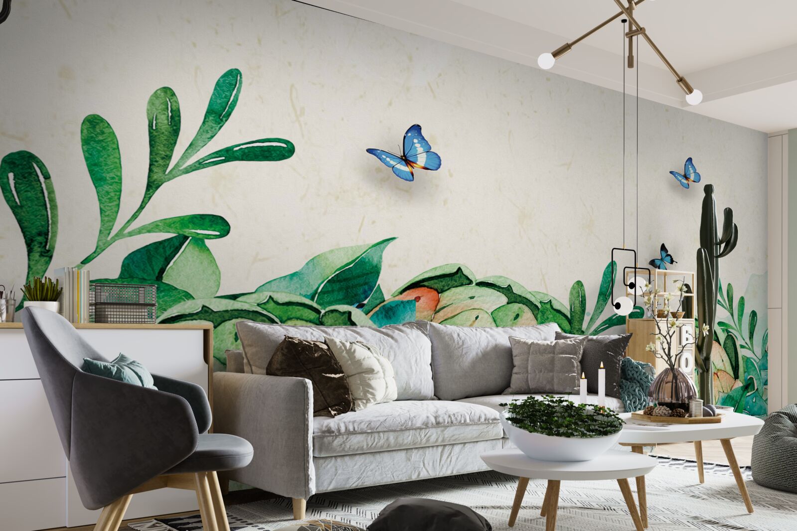 Fotobehang vlinders en planten