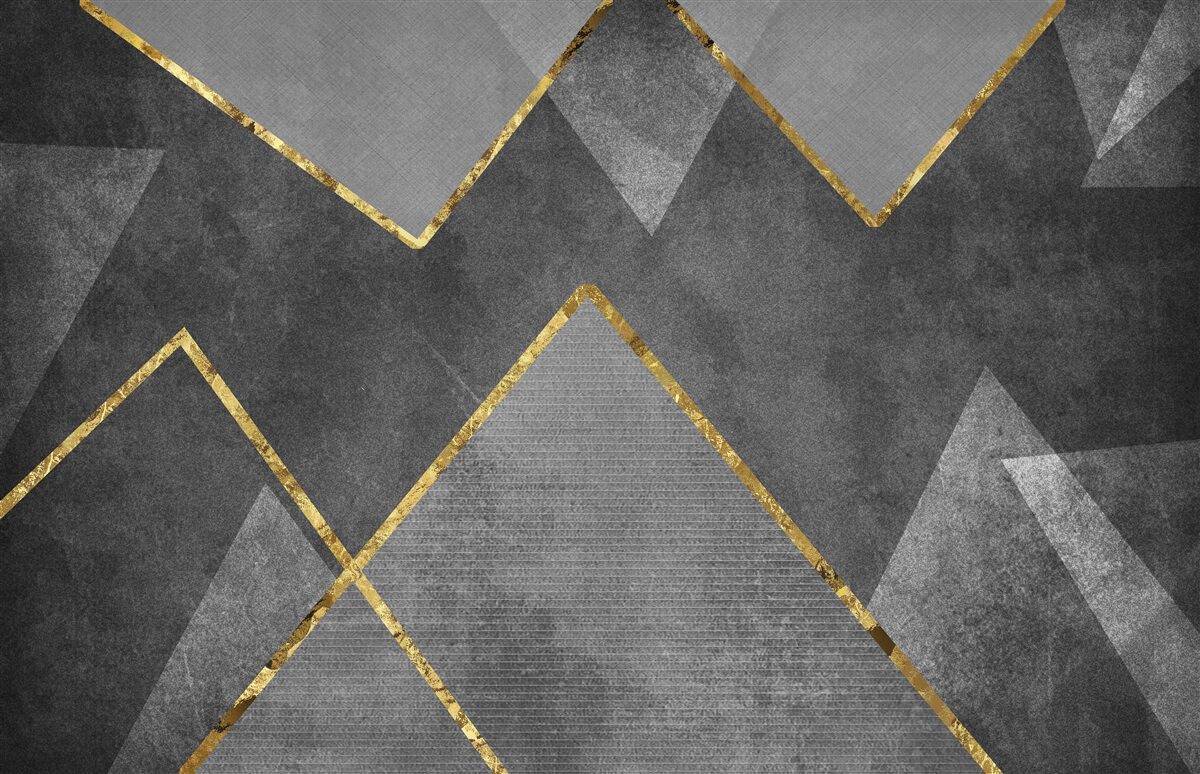 Fotobehang goud en zwart-witte zigzag