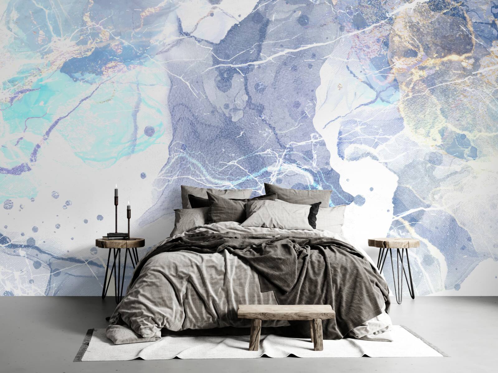 Fotobehang blauw marmer in een abstracte stijl