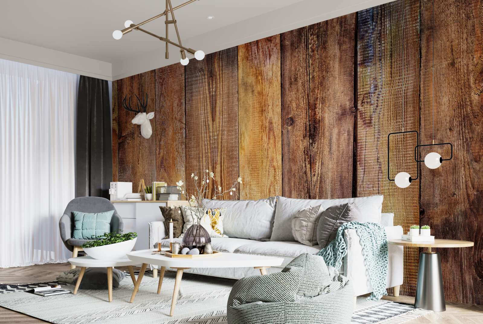 Fotobehang Verticaal gelegde parketplanken