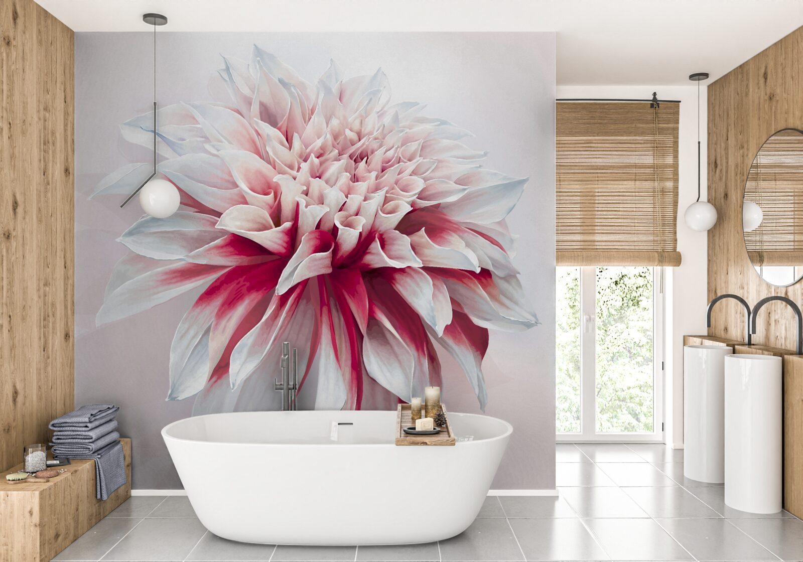 Fotobehang prachtige astra donut in rood en wit