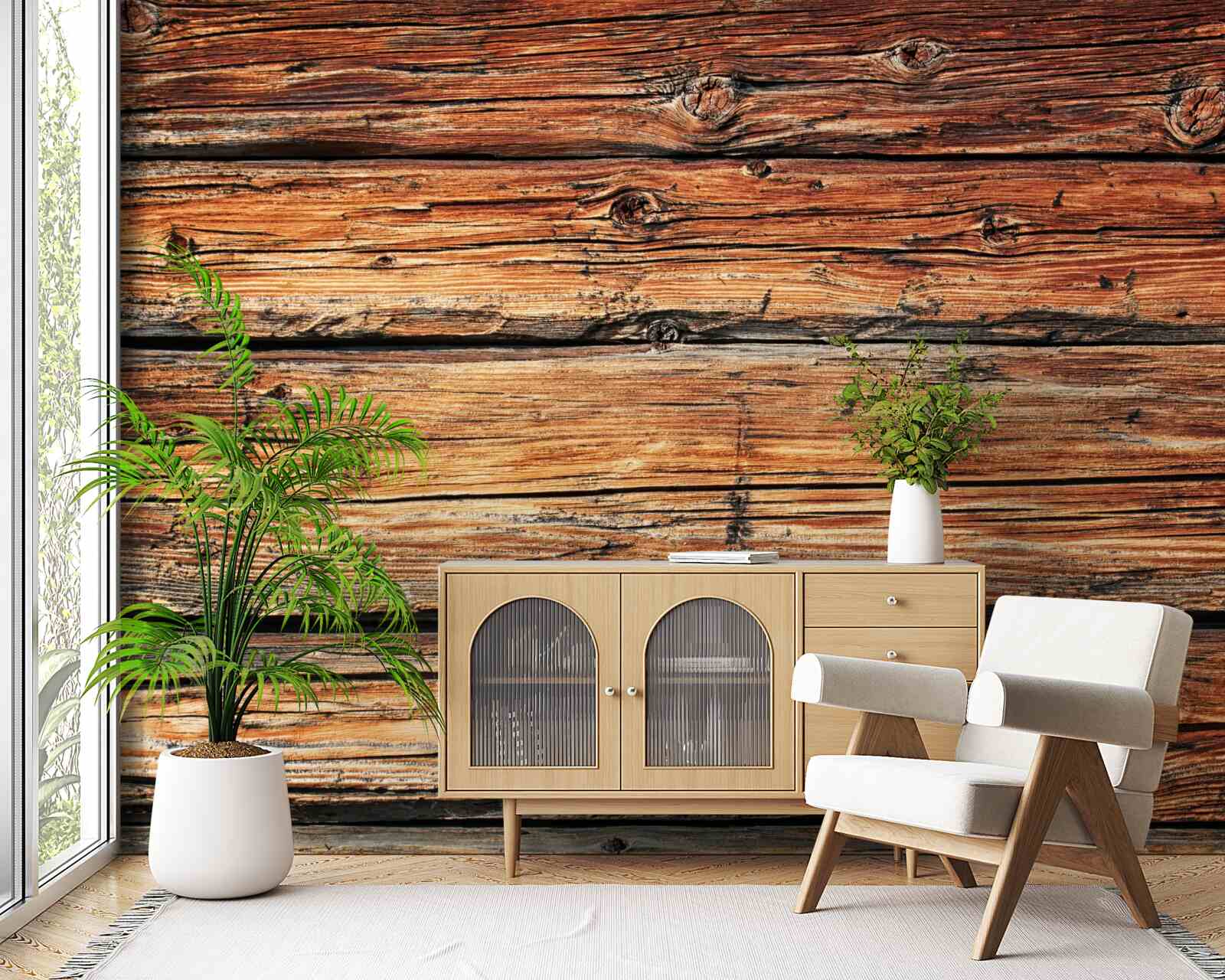 Fotobehang onbeschermd licht houten bord