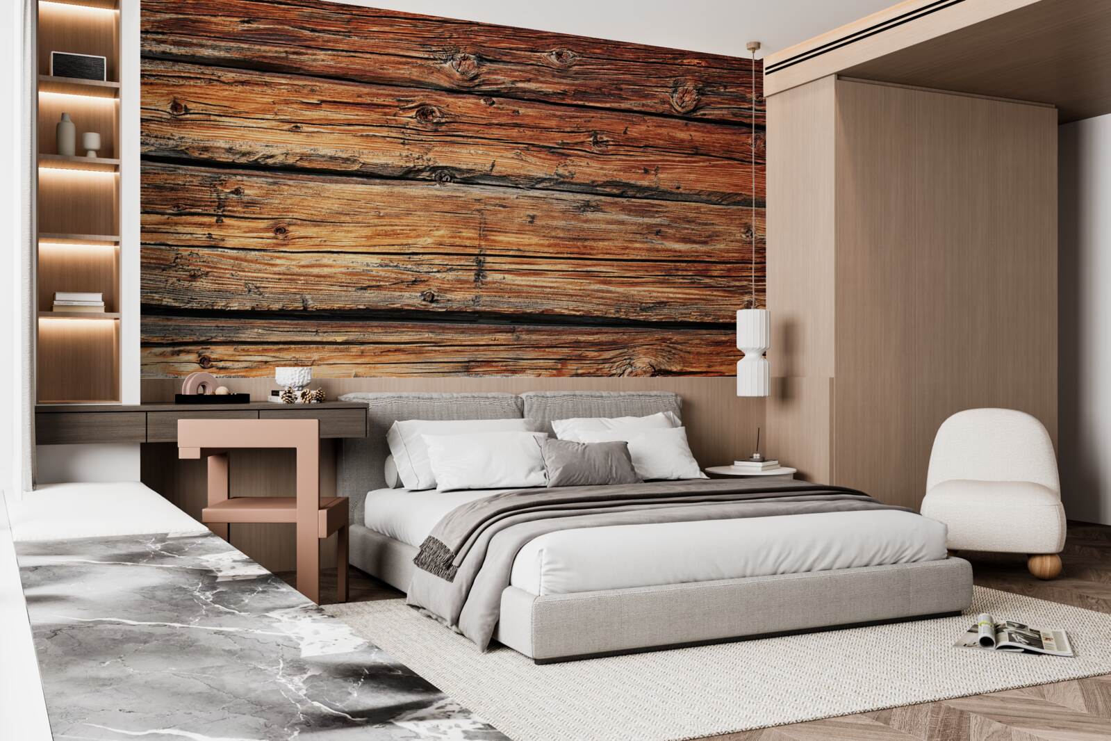 Fotobehang onbeschermd licht houten bord