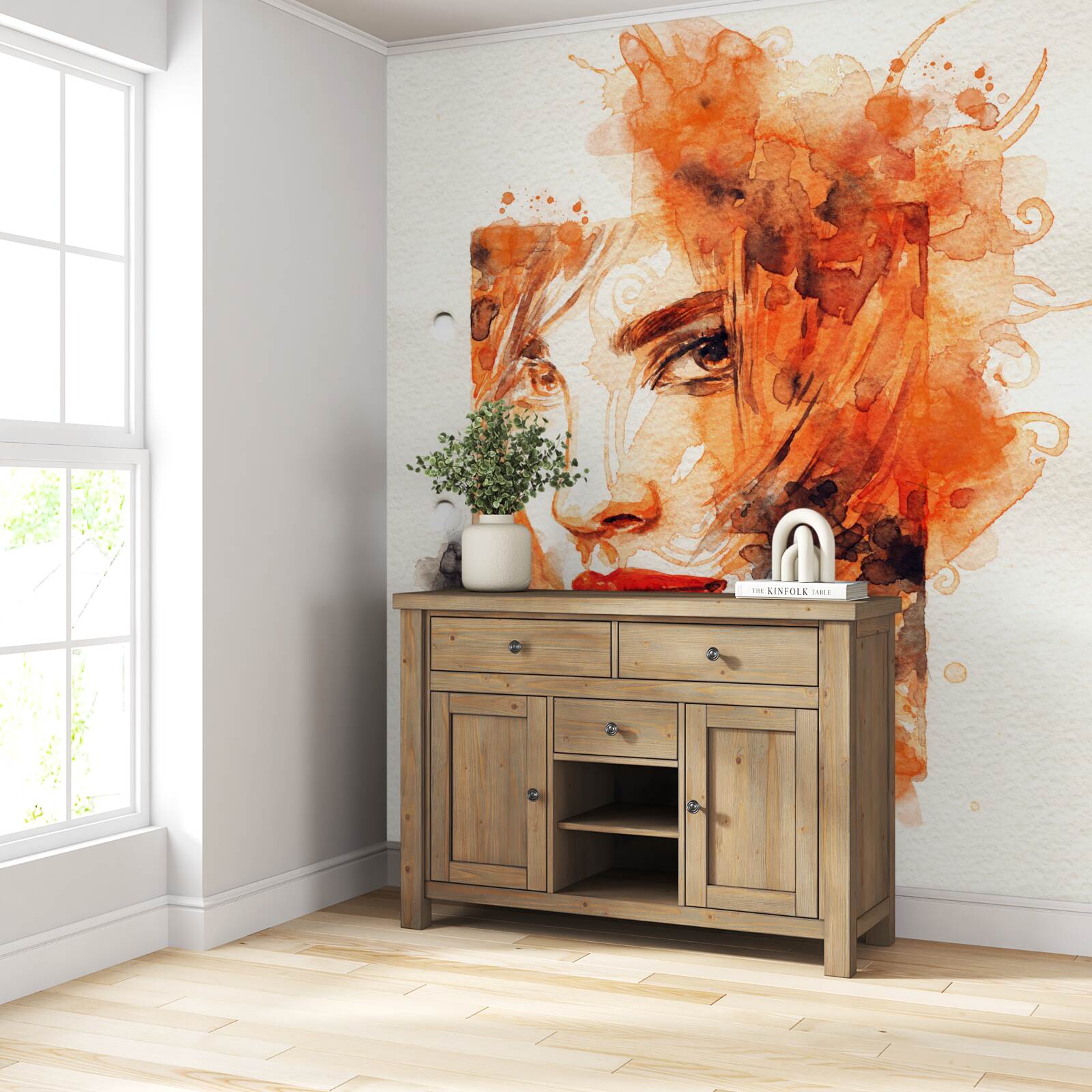 Fotobehang vrouw in herfstkleuren